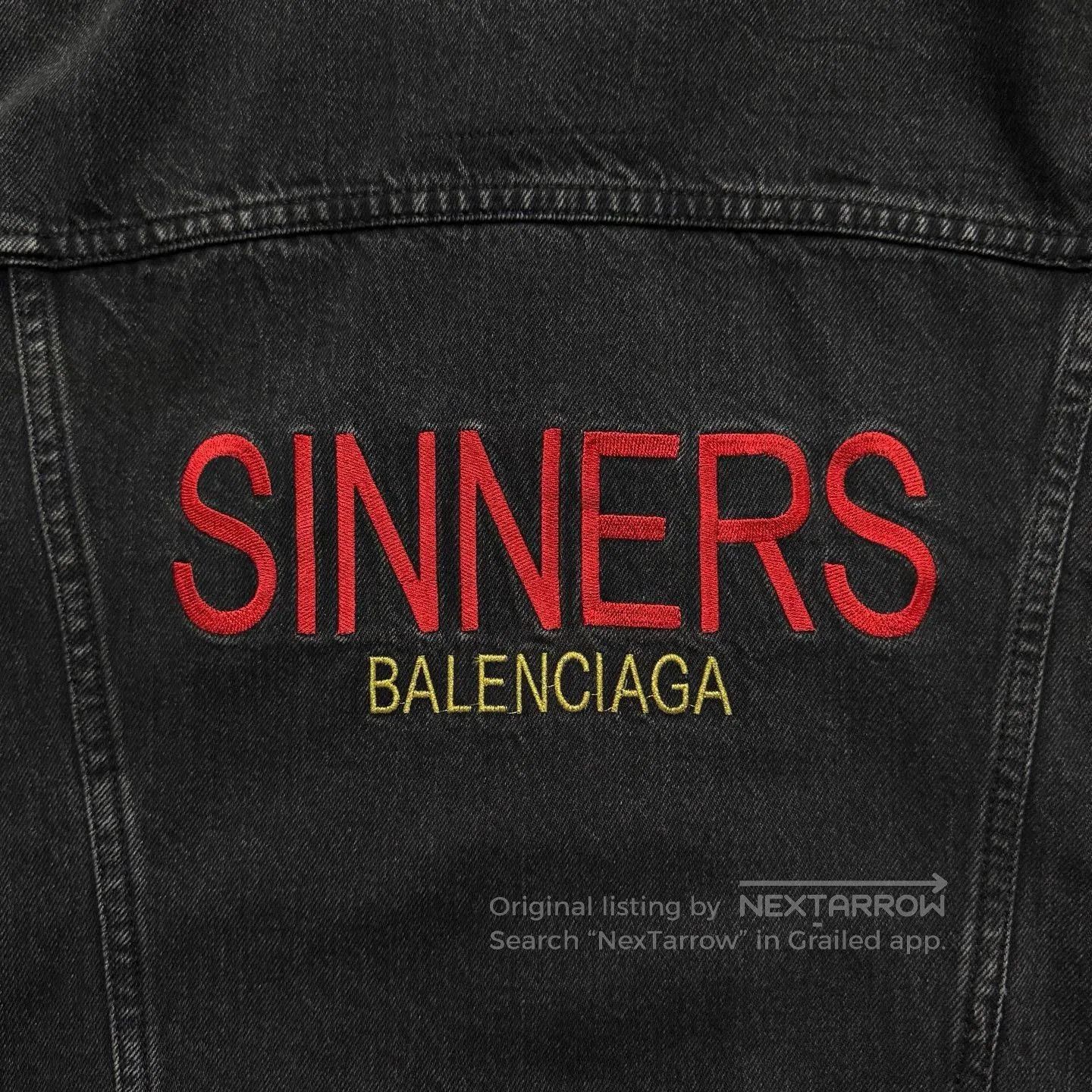 Balenciaga Balenciaga Sinners Embroidered Denim Jacket. Size US M / EU 48-50 / 2 - 4 Thumbnail