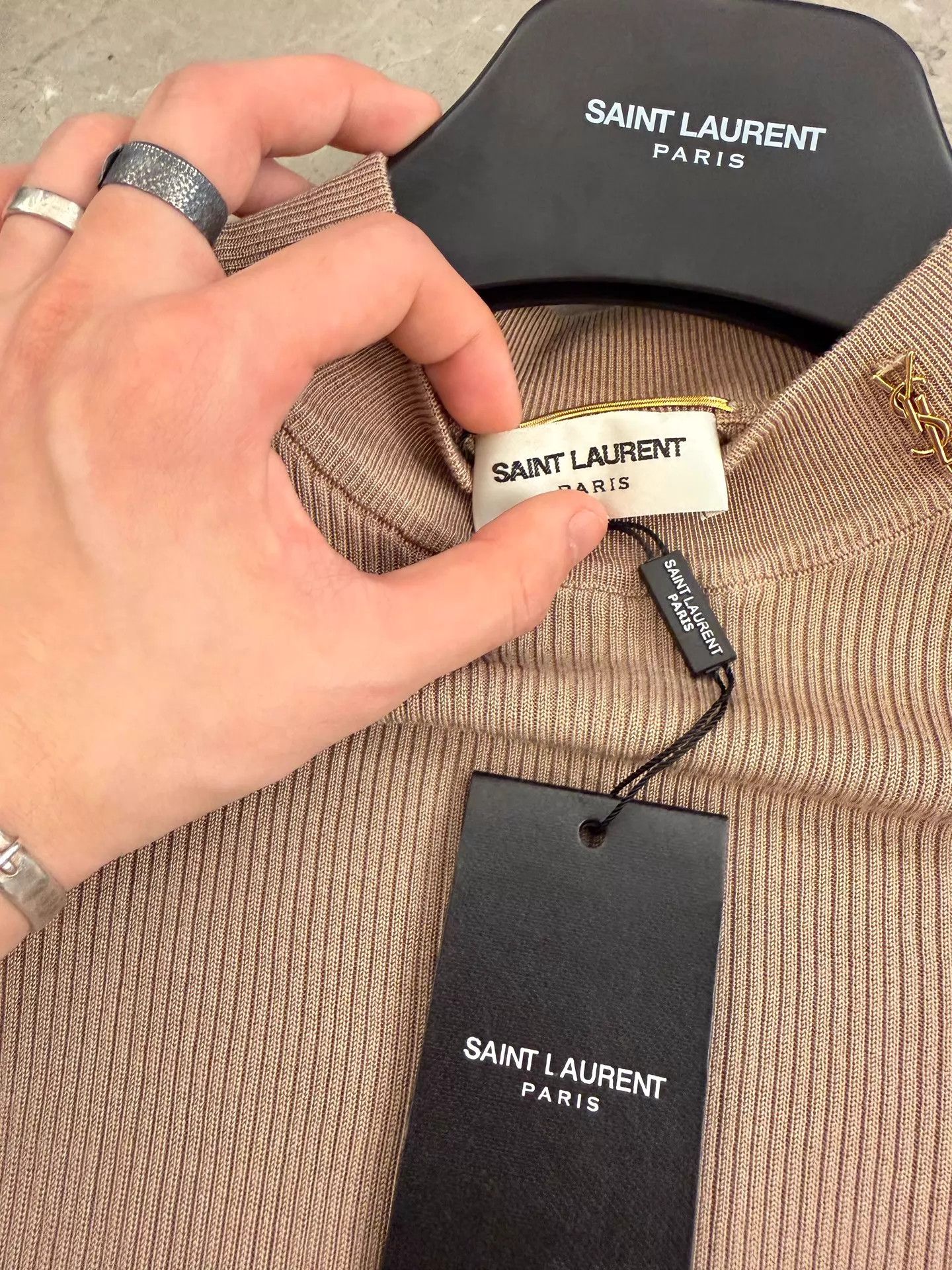 Saint Laurent Paris SL Gold Label Wool Turtle Slim Light Brown Size M / US 6-8 / IT 42-44 - 3 Thumbnail