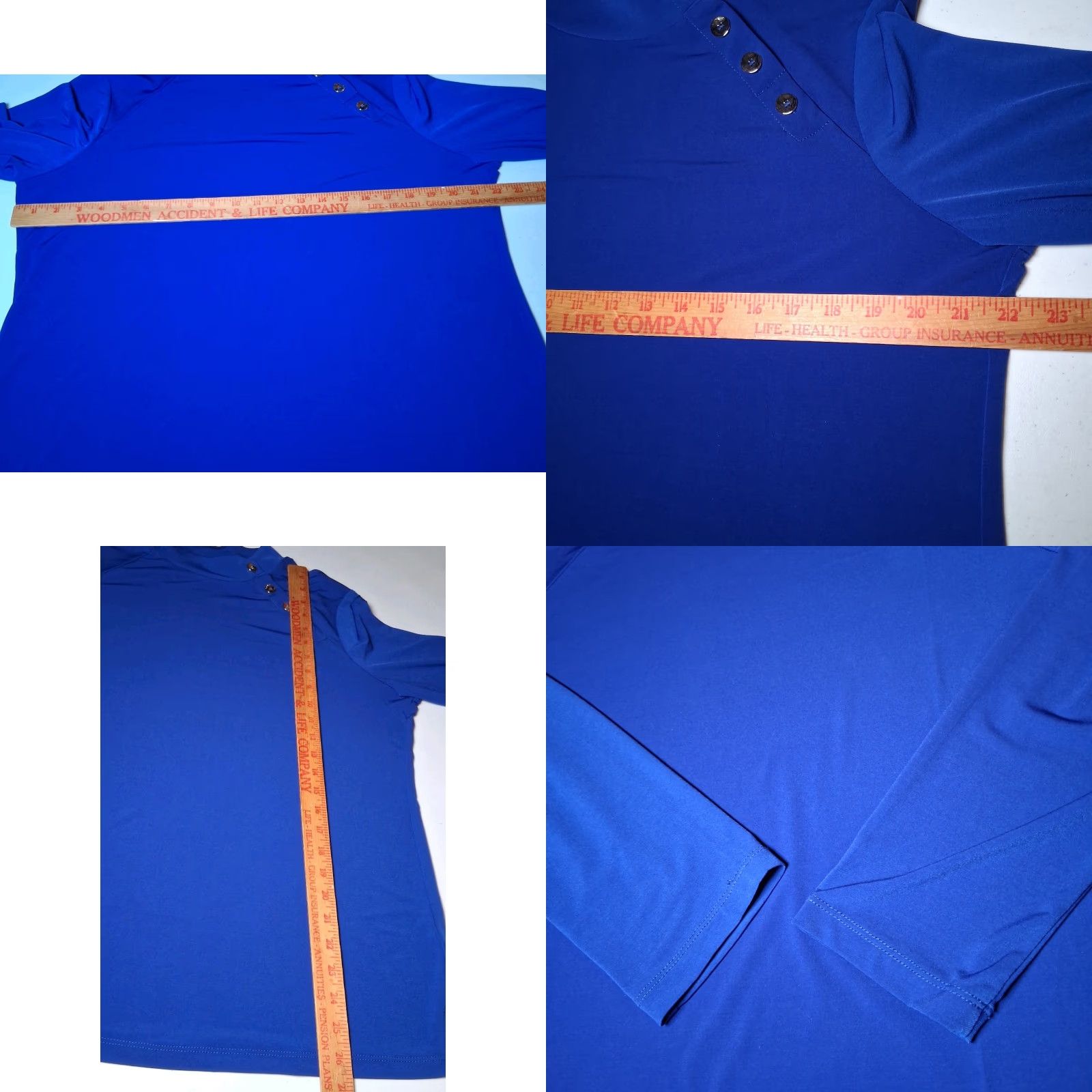 Vintage Susan Graver Shirt Women L Royal Blue Button Stretch Classic Blouse Size L / US 10 / IT 46 - 8 Thumbnail