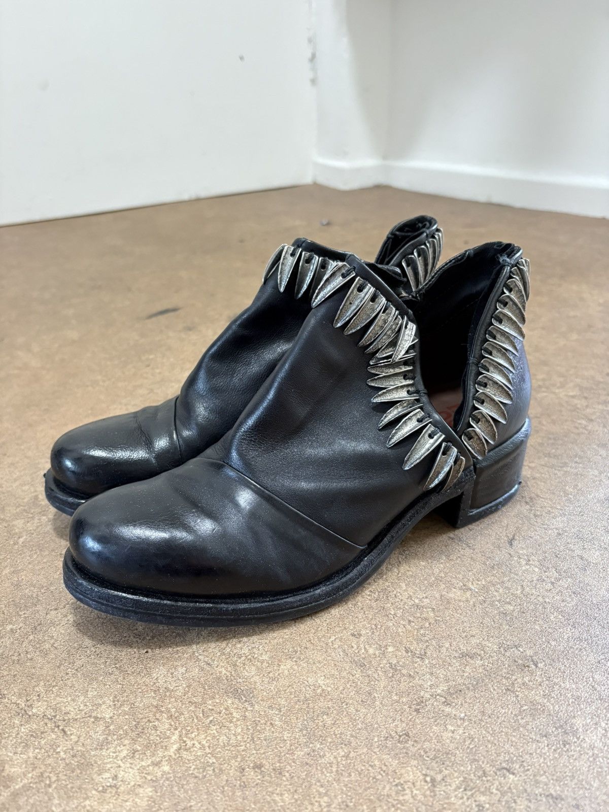 A.S.98 AS.98 Black Leather Silver Biker Ankle Zip Boot Size US 9 / EU 42 - 1 Thumbnail