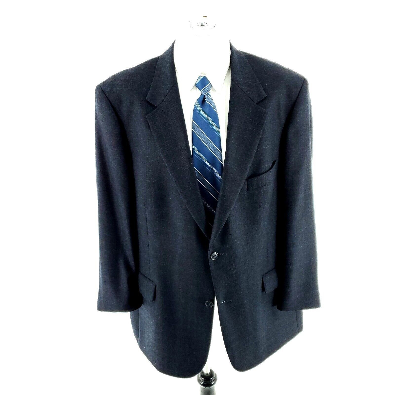 Vintage Oak Creek Tweed Lambswool 2 Button Sport Coat 44R Blue Check Size 44R - 3 Thumbnail