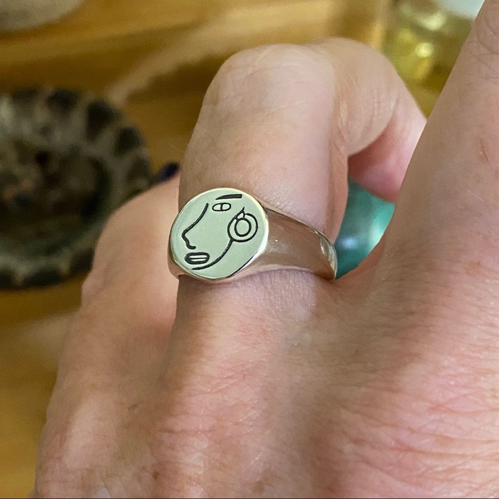 The Unbranded Brand Sterling Silver Portrait Icon Adjustable Minimalist Ring Size ONE SIZE - 4 Thumbnail