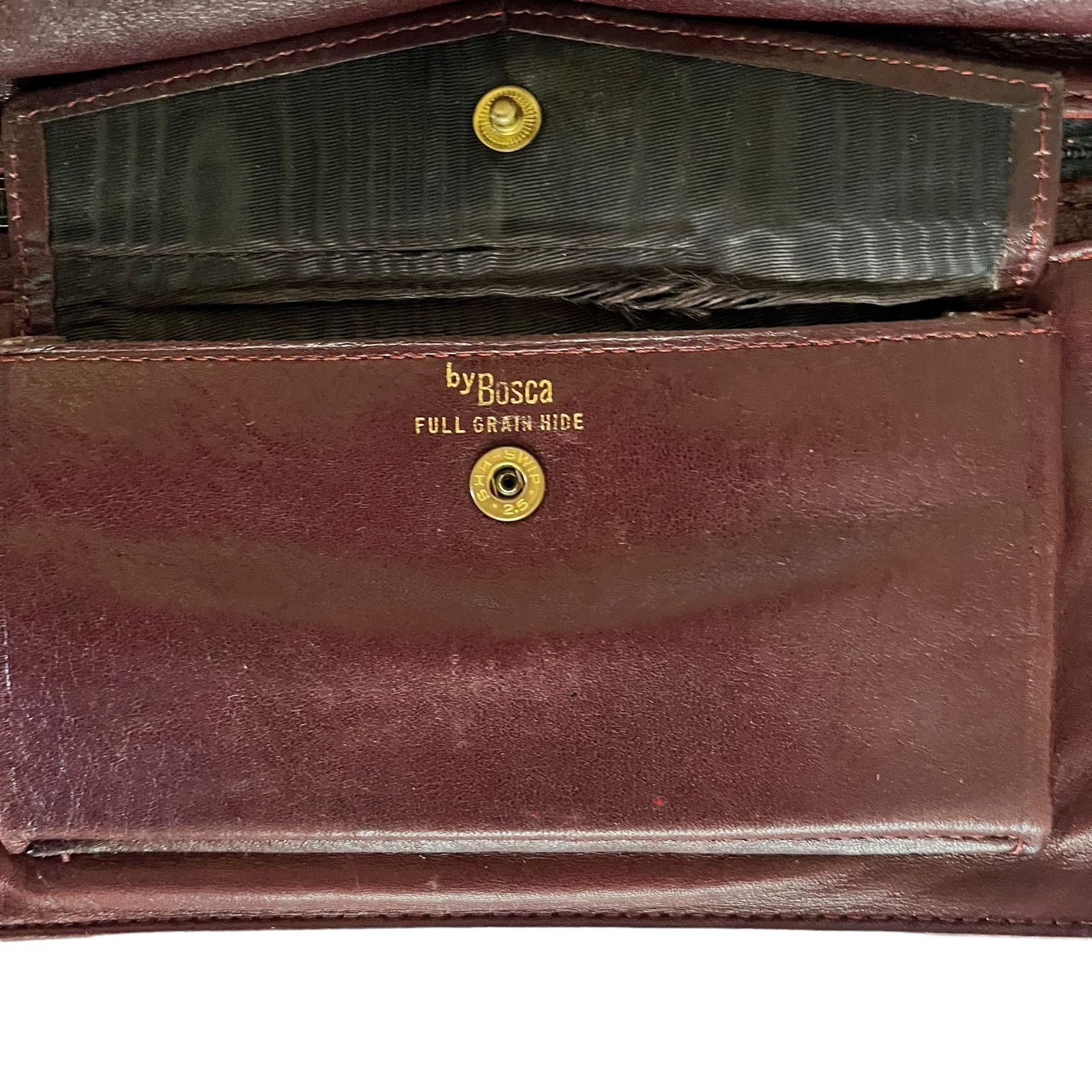 Bosca × Vintage Vintage Bosca Burgundy Leather Foldover Clutch Purse Wallet Size ONE SIZE - 4 Thumbnail