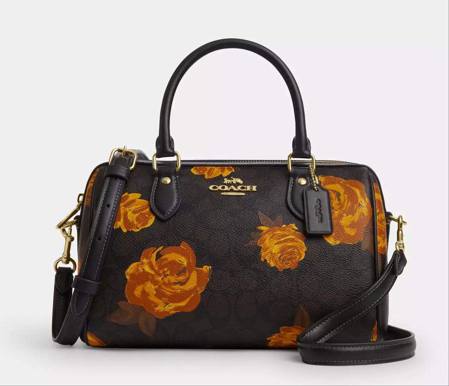 Rowan Satchel Bag In Signature Canvas With Floral Print
