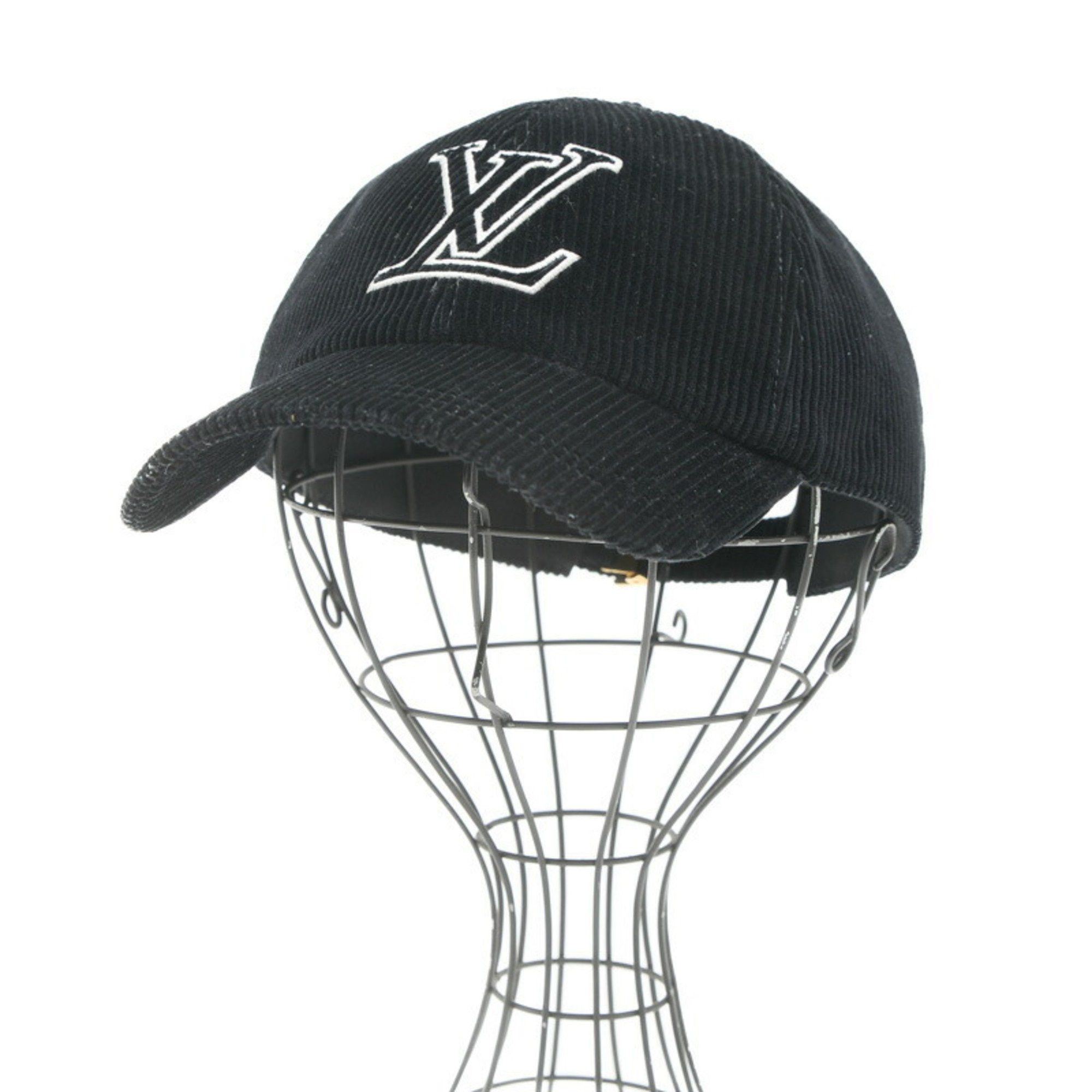 Louis Vuitton Louis Vuitton Cap LV Signature Corduroy Black L Size 
