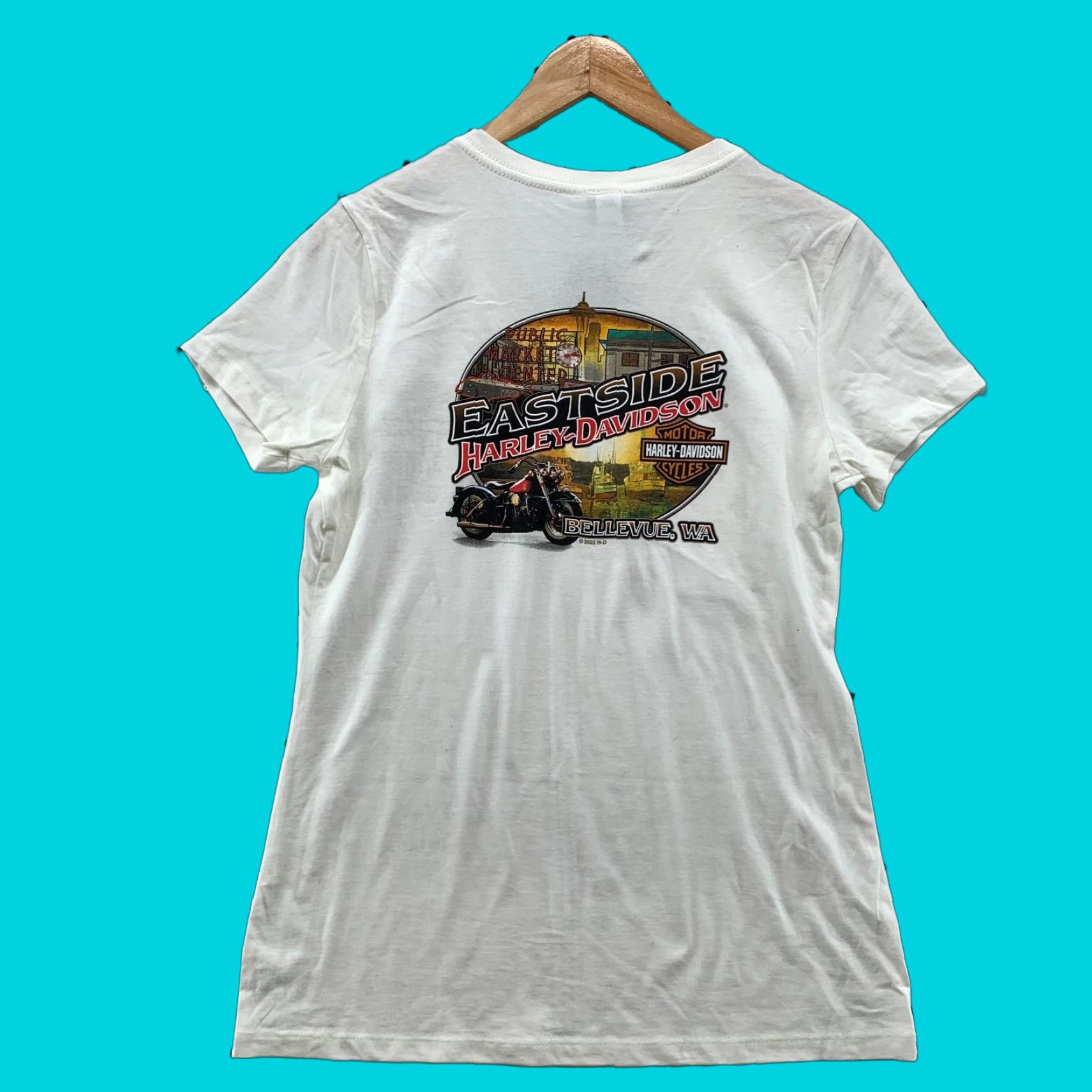 Harley Davidson Harley-Davidson Shirt Women's White Medium T-Shirt V-Neck Bike Motorcycle 90s or Classic Style Womens Size M / US 6-8 / IT 42-44 - 1 Thumbnail