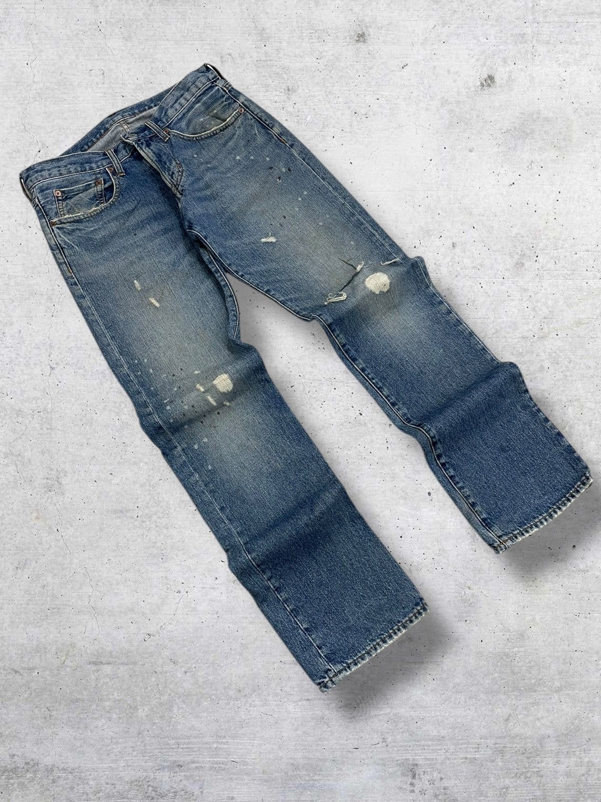 semanticdesign VINTAGE JAPAN IN THE ATTIC SPLASH RIPPED DISTRESSED DENIM Size US 30 / EU 46 - 2 Thumbnail
