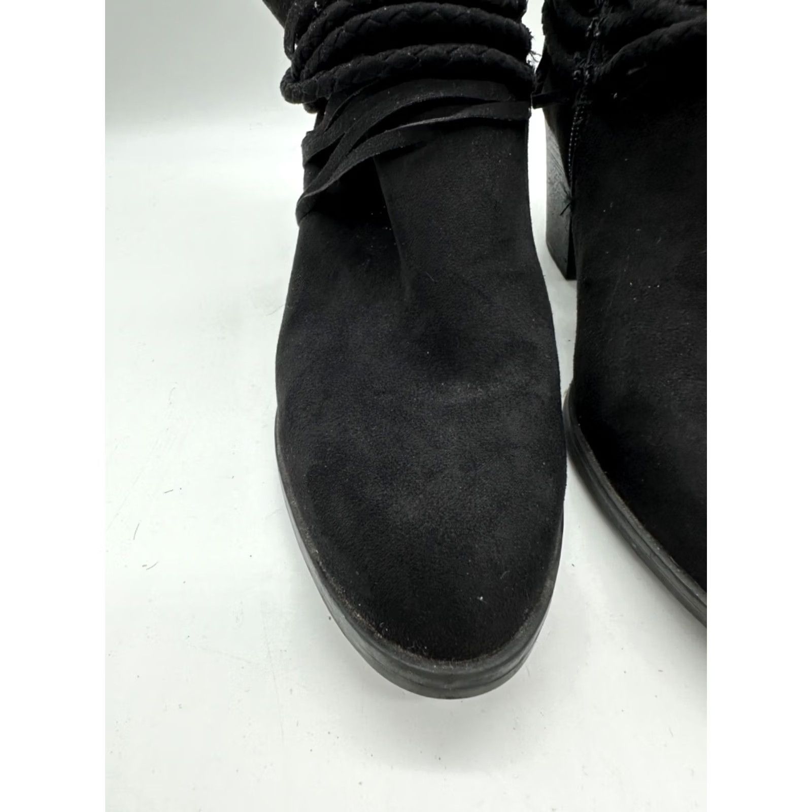 Vintage Bamboo Womens Bootie Ankle Black Faux Suede Block Heel Zipper Size 7.5 Shoes Size US 8 / IT 38 - 3 Thumbnail