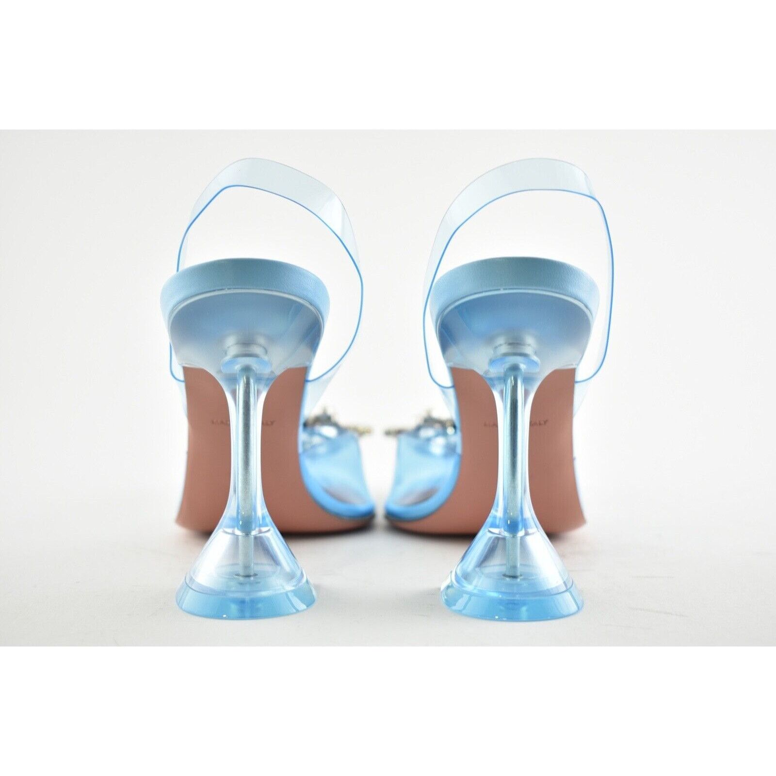 Amina Muaddi Begum Glass Blue PVC Crystal Slingback Sandal Heel Pump 39 Size US 9 / IT 39 - 4 Thumbnail