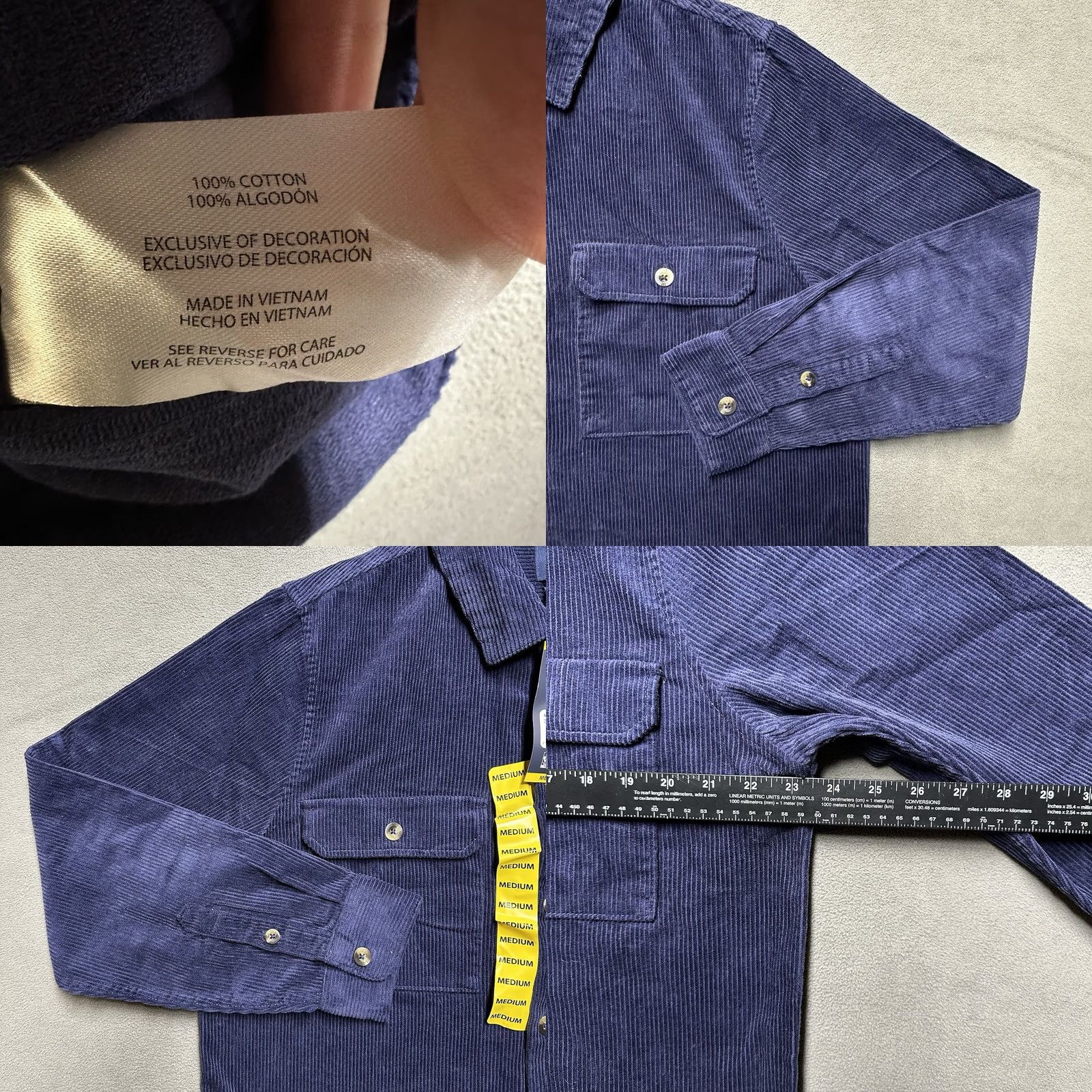 Gap GAP Button Up Corduroy Shirt Mens Medium Eclipse Blue Long Sleeve Casual Size US M / EU 48-50 / 2 - 8 Thumbnail