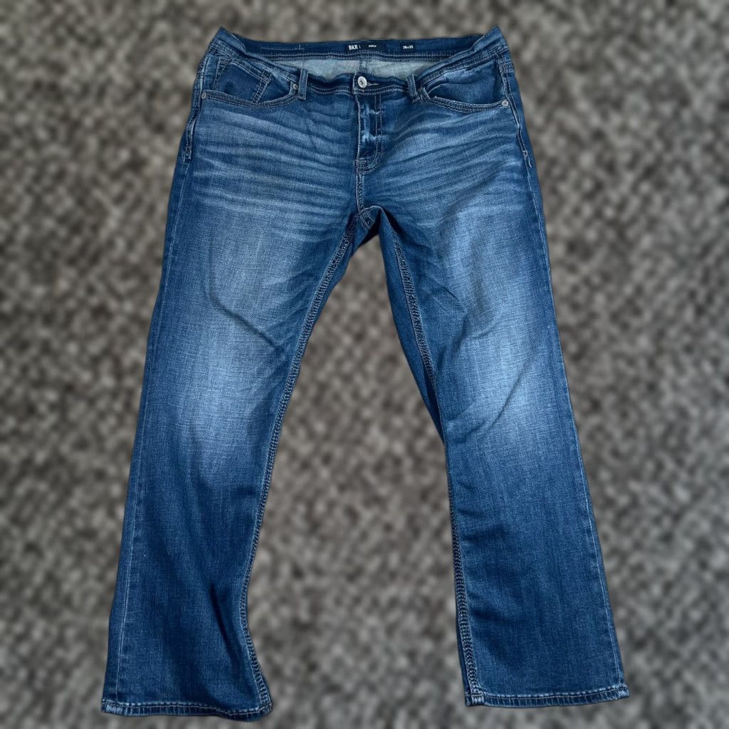 Vintage VINTAGE Buckle BKE Derek Jeans Mens 39x30 Blue Straight Leg Denim Pants Medium Wash Distressed Size US 39 - 1 Thumbnail