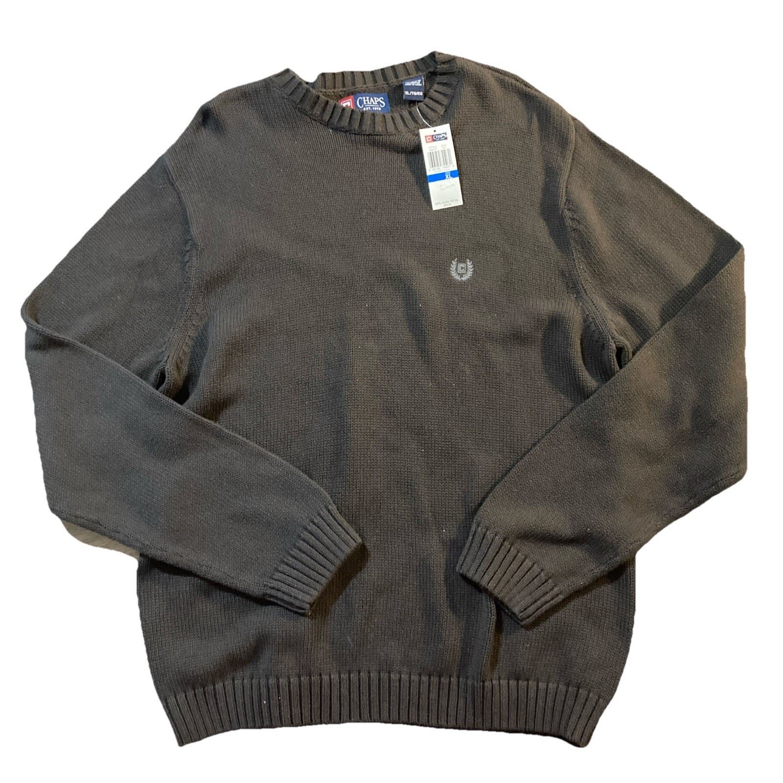 Chaps Y2K Academia Chaps 100% Cotton Men Knit Sweater XL Brown NWT Size US XL / EU 56 / 4 - 1 Thumbnail
