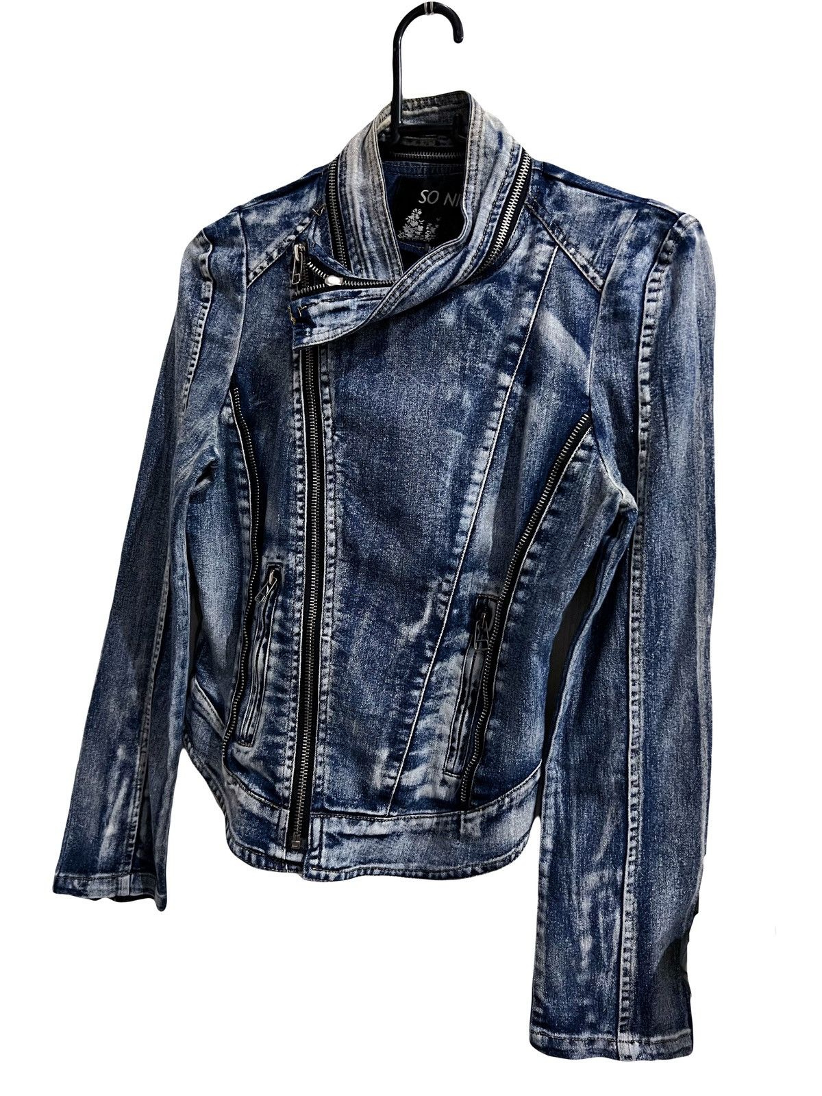 Japanese Brand So Nice Y2k denim moto jacket 🦋🖤 Size M / US 6-8 / IT 42-44 - 5 Thumbnail