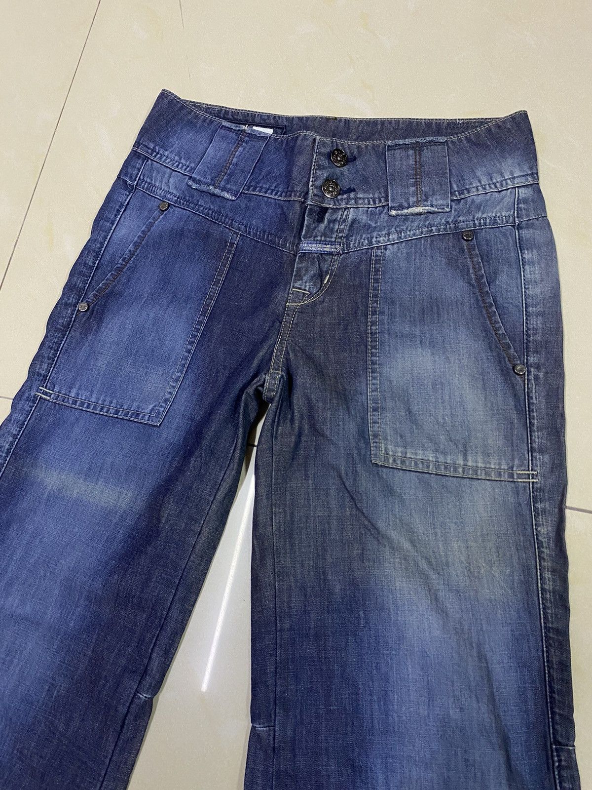 Marithe + Francois Girbaud Le Jean De MFG Wide Leg Flared Denim Faded Size 27" / US 4 / IT 40 - 3 Thumbnail