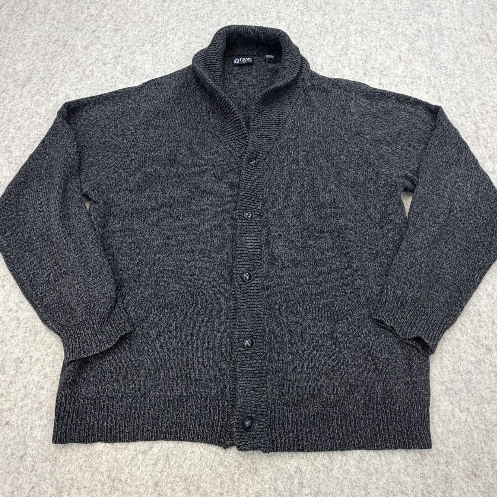 Chaps Chaps Cardigan Sweater Mens XL Gray Cotton Shawl Collar Pockets Button Front Knit Vintage? No Size US XL / EU 56 / 4 - 2 Thumbnail