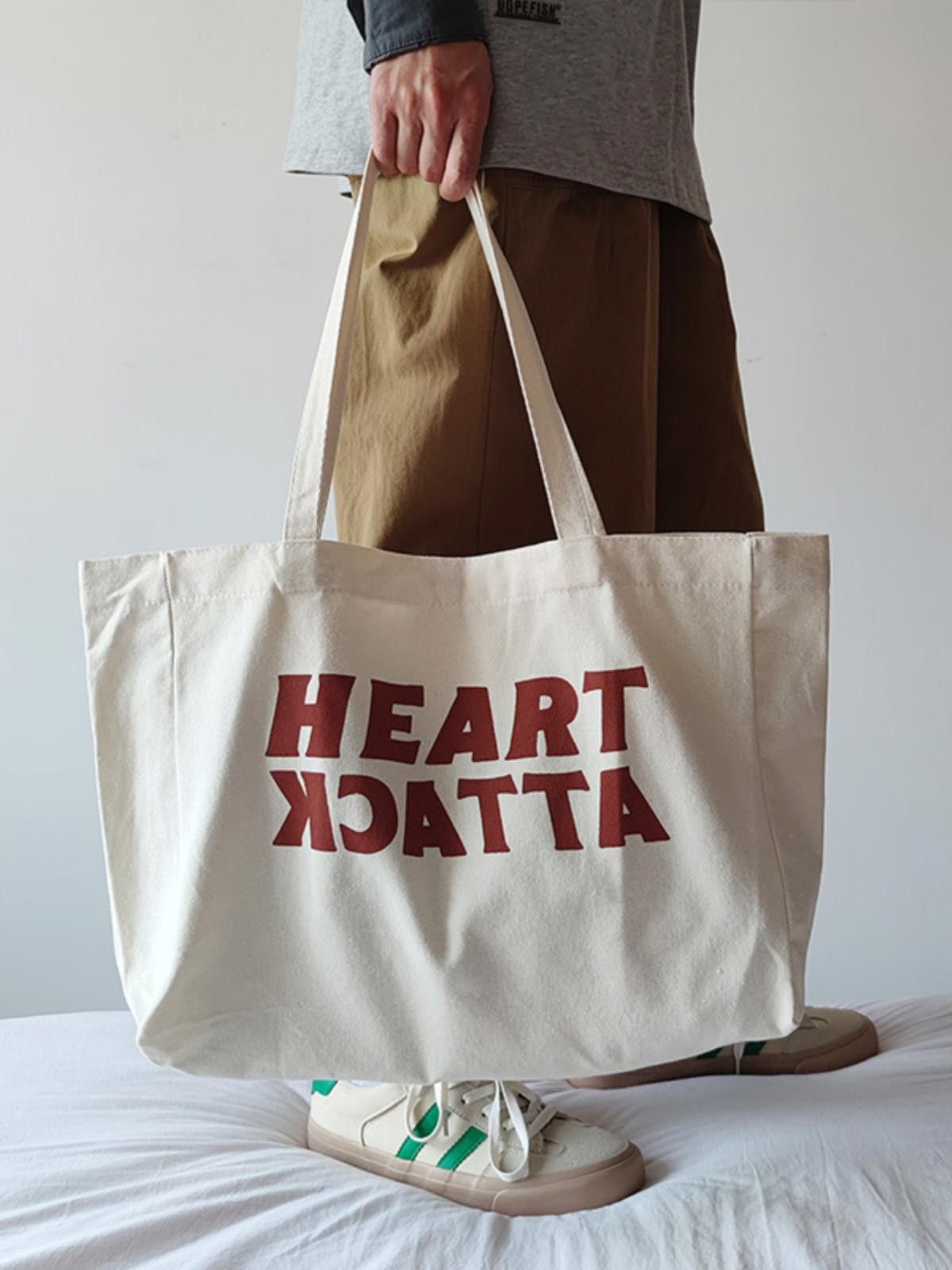 Vintage Heart Attack Canvas Tote Bag Size ONE SIZE - 1 Thumbnail