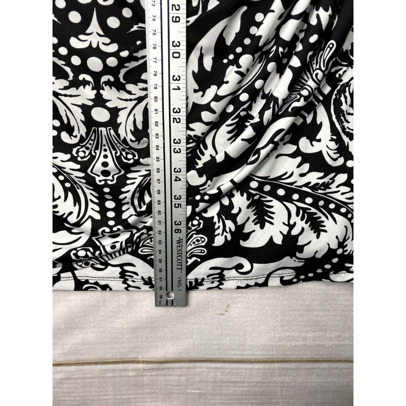 Vintage INC International Concepts Dress 1X Black White Paisley Draped Neck Stretch Jersey Knee Length Womens Plus Size 1X Size XL / US 12-14 / IT 48-50 - 6 Thumbnail