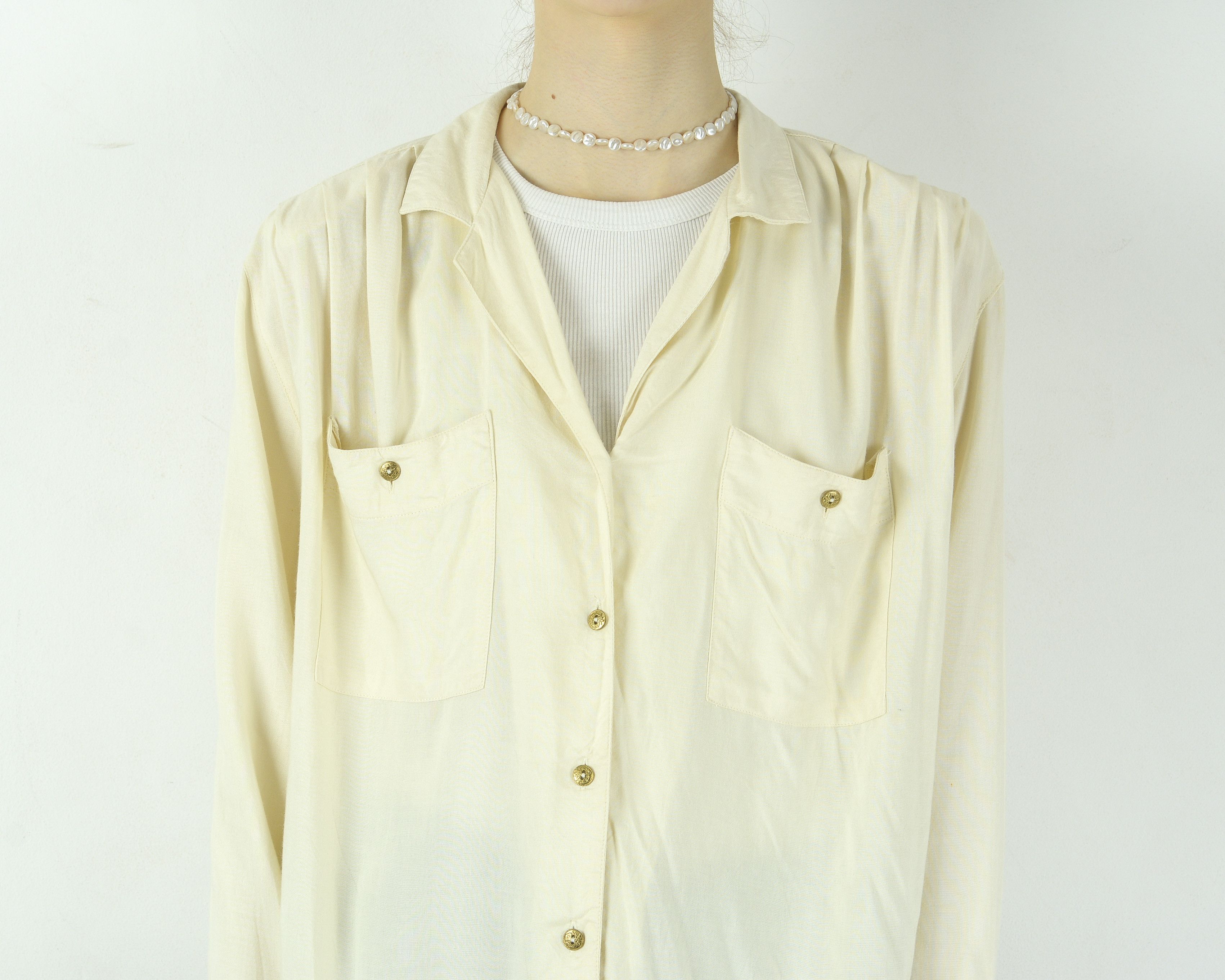 Other × Vintage Button Up Shirt Shoulder Padded Blouse Collared Long Sleeeve Size L / US 10 / IT 46 - 4 Thumbnail