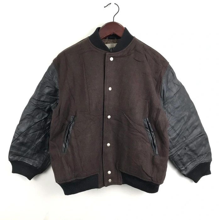 Japanese Brand SY0182 VTG FLANDRE WOOL/LEATHER SLEEVE VARSITY JACKET Size US M / EU 48-50 / 2 - 2 Thumbnail