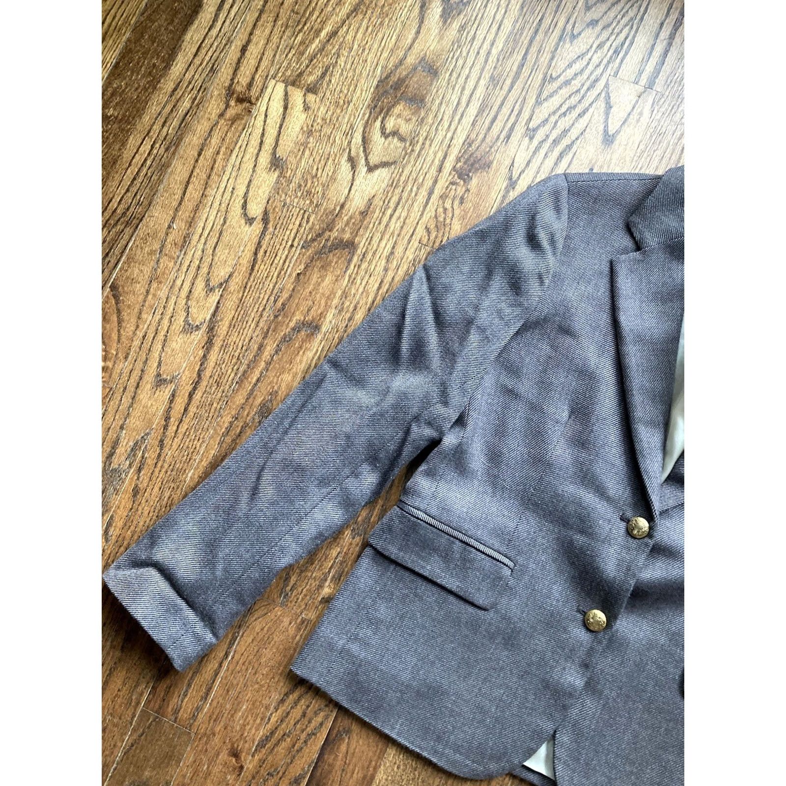 J.Crew J. Crew Blazer Women Size 8 Wool Blend Twill Gray Brown Gold Buttons Vintage? (note missing sleeve button) Size M / US 6-8 / IT 42-44 - 2 Thumbnail
