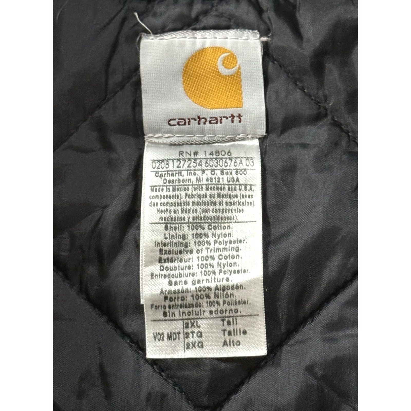 Carhartt VINTAGE Carhartt Quilt-Lined Work Vest 2XLT Blue Cotton Nylon Lined Zip Men 90s USA Quilted Casual Workwear Size US XXL / EU 58 / 5 - 7 Thumbnail