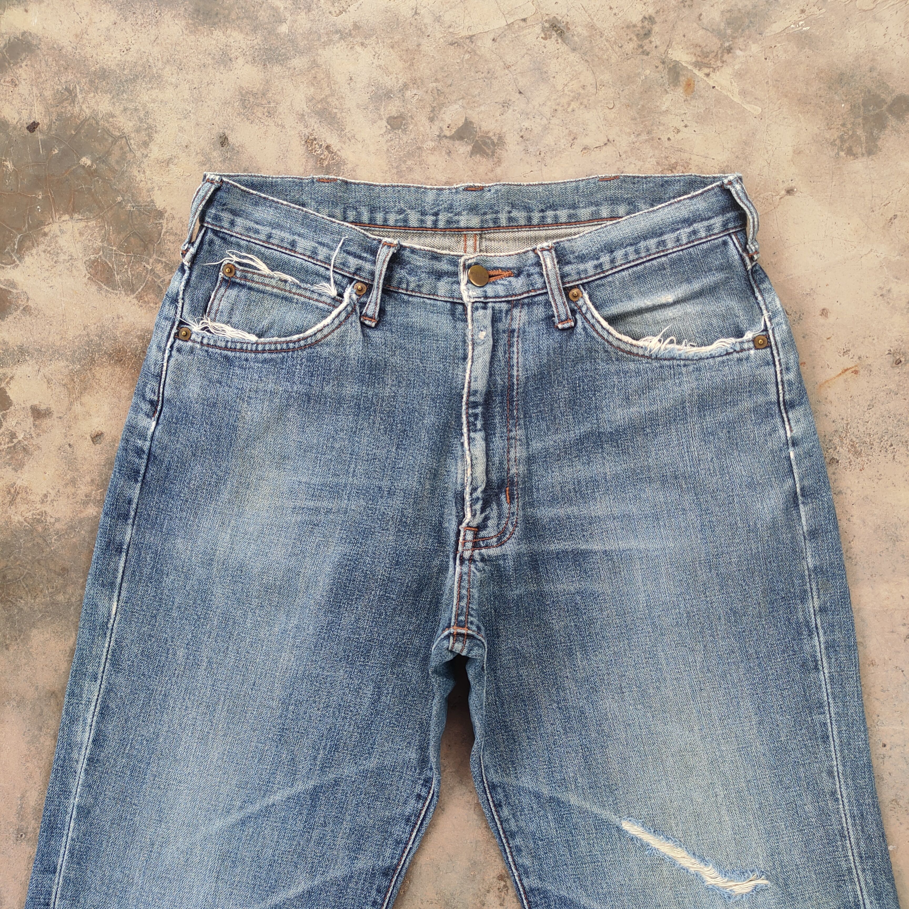 Wrangler VINTAGE WRANGLER FADED RIPPED JEANS DENIM PANTS Size US 32 / EU 48 - 3 Thumbnail