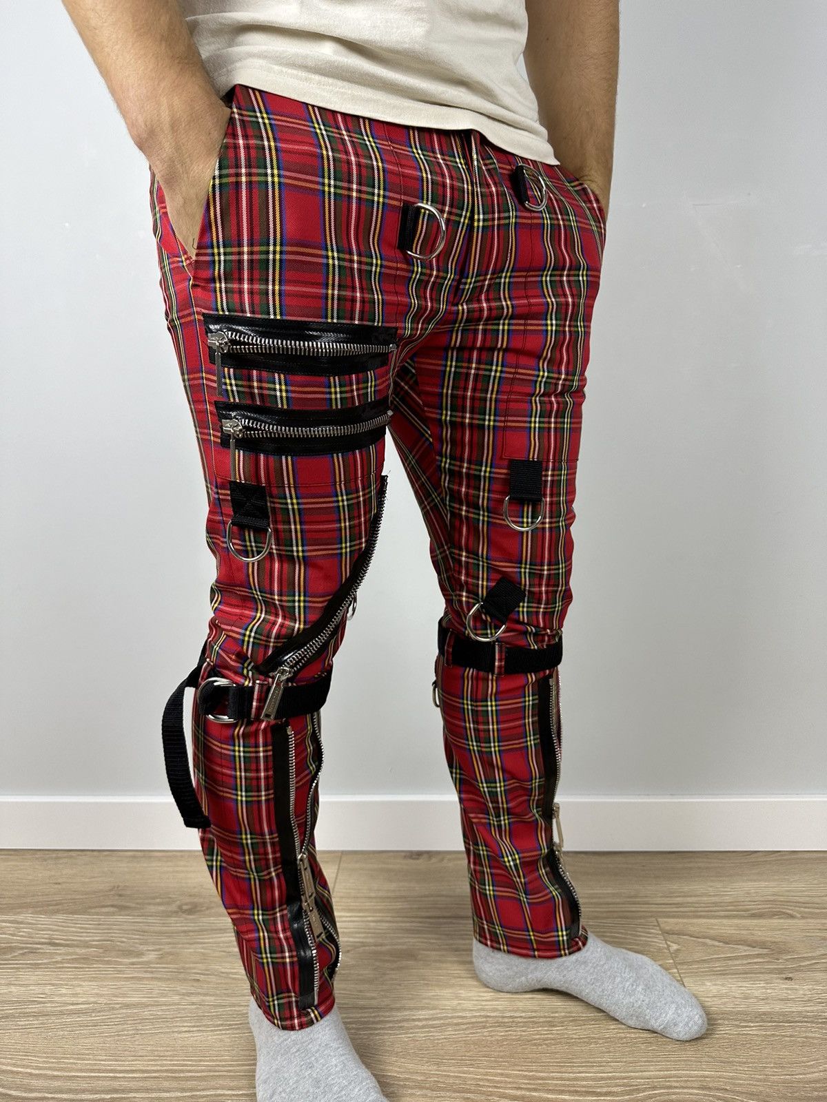 Dsquared2 DSQUARED2 Punk Check Cotton Straps Bondage Zipper pants Rave Size US 30 / EU 46 - 2 Thumbnail
