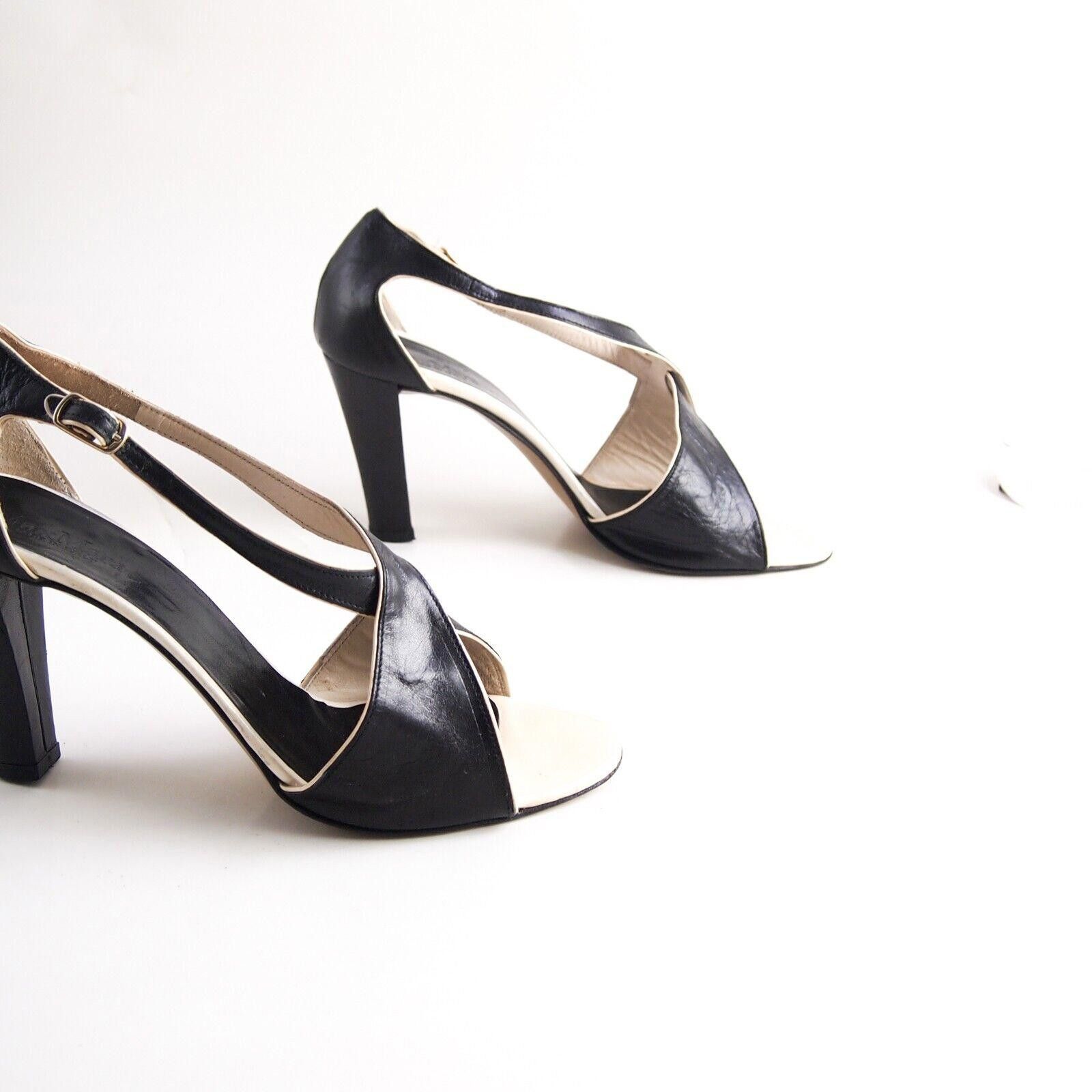 Designer Max Mara Slingback Sandals Black Leather EU 37 US 7 Size US 7 / IT 37 - 5 Thumbnail