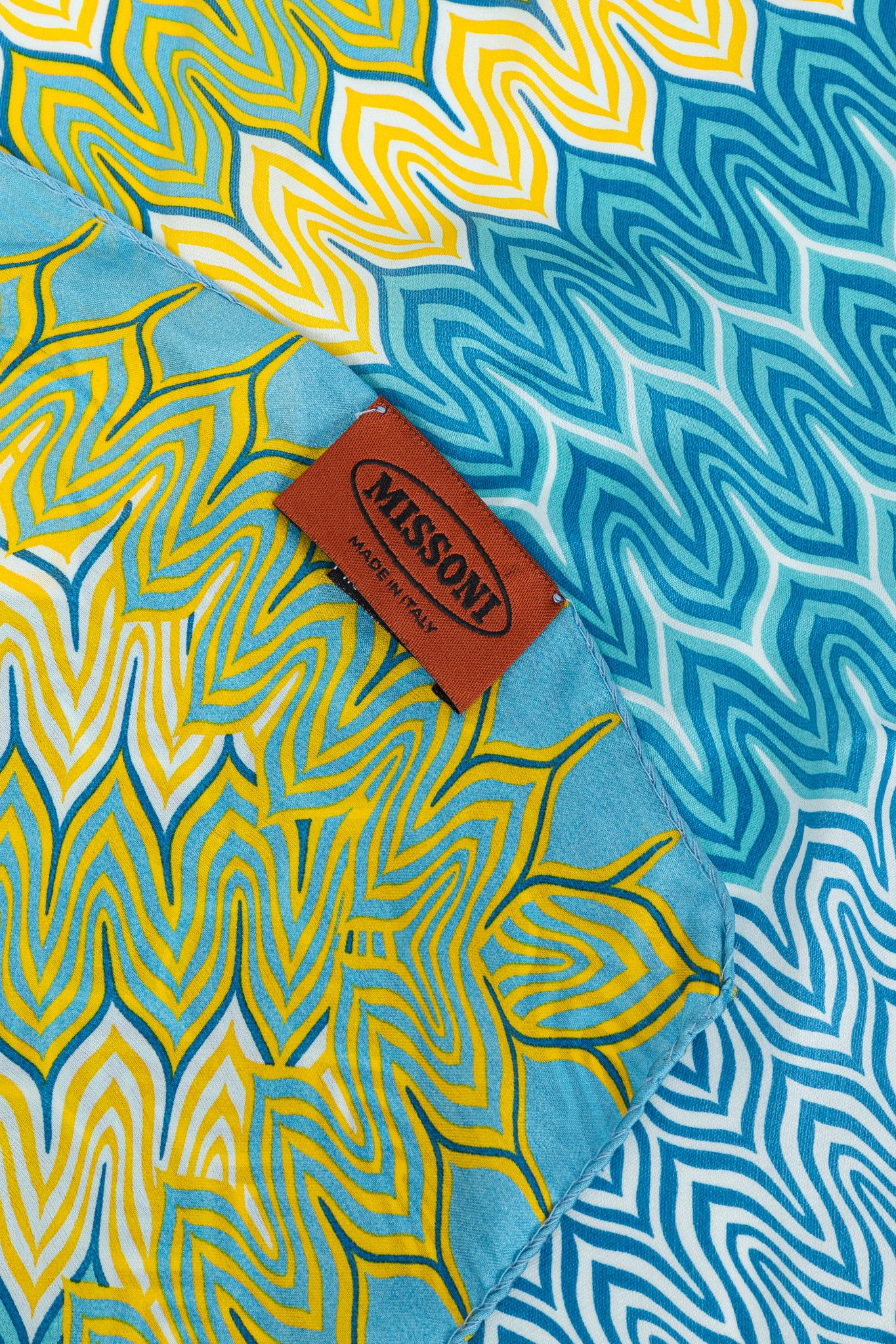 Missoni Missoni Blue & Yellow Geometric Silk Square Scarf Size ONE SIZE - 4 Thumbnail