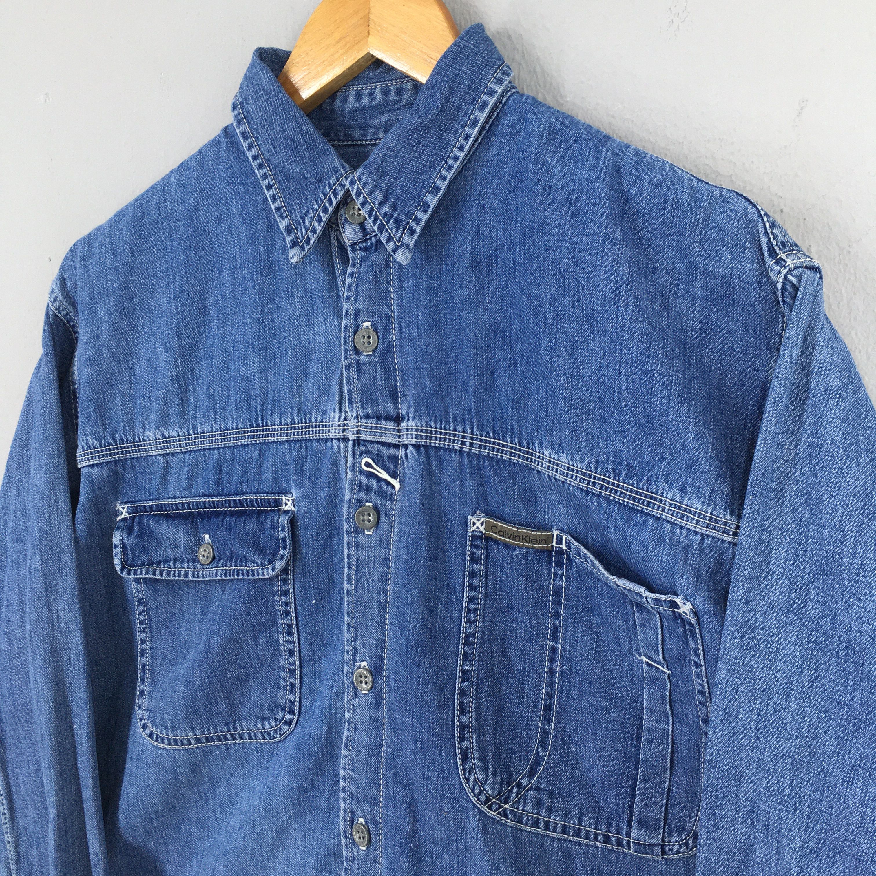 Calvin Klein × Vintage Vintage Calvin Klein Jeans Blue Denim Shirt Small Size US S / EU 44-46 / 1 - 3 Thumbnail