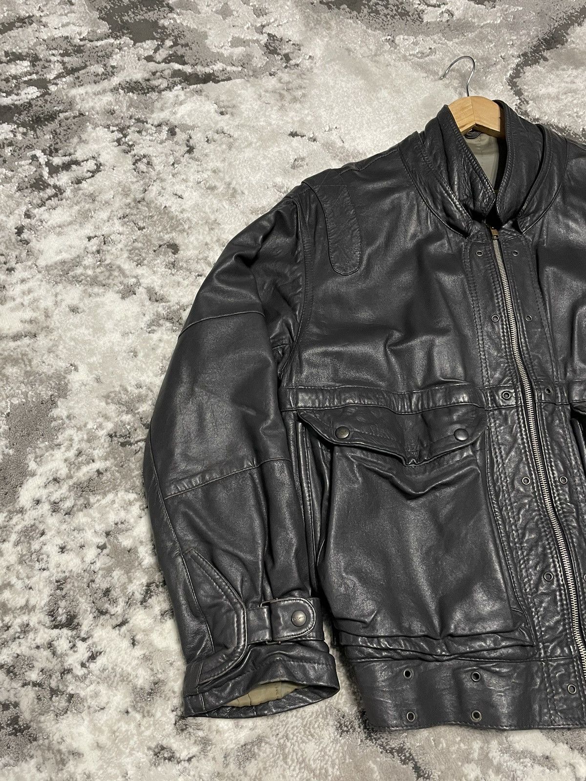 Genuine Leather Crazy Vintage Leather Bomber Jacket Biker Rick Owens Style Size US M / EU 48-50 / 2 - 11 Thumbnail