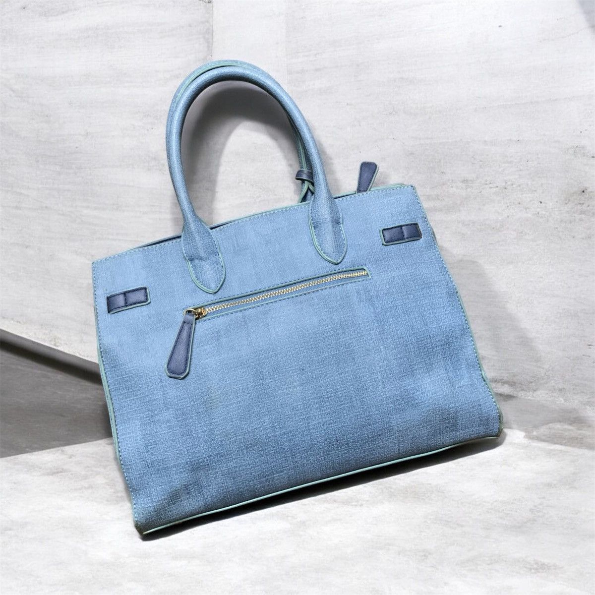 Handmade Hermes Birkin style Blue Thalassa gold buckle handbag Size ONE SIZE - 4 Thumbnail
