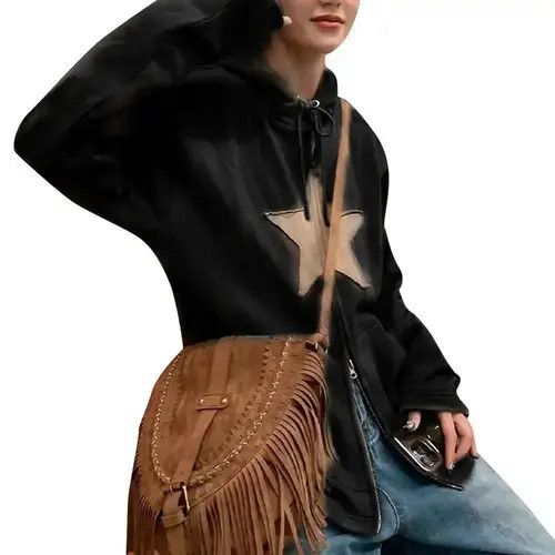 Other Unisex Y2k Hip Hop Zipper Sweatshirt Harajuku with Stars Size US XL / EU 56 / 4 - 3 Thumbnail