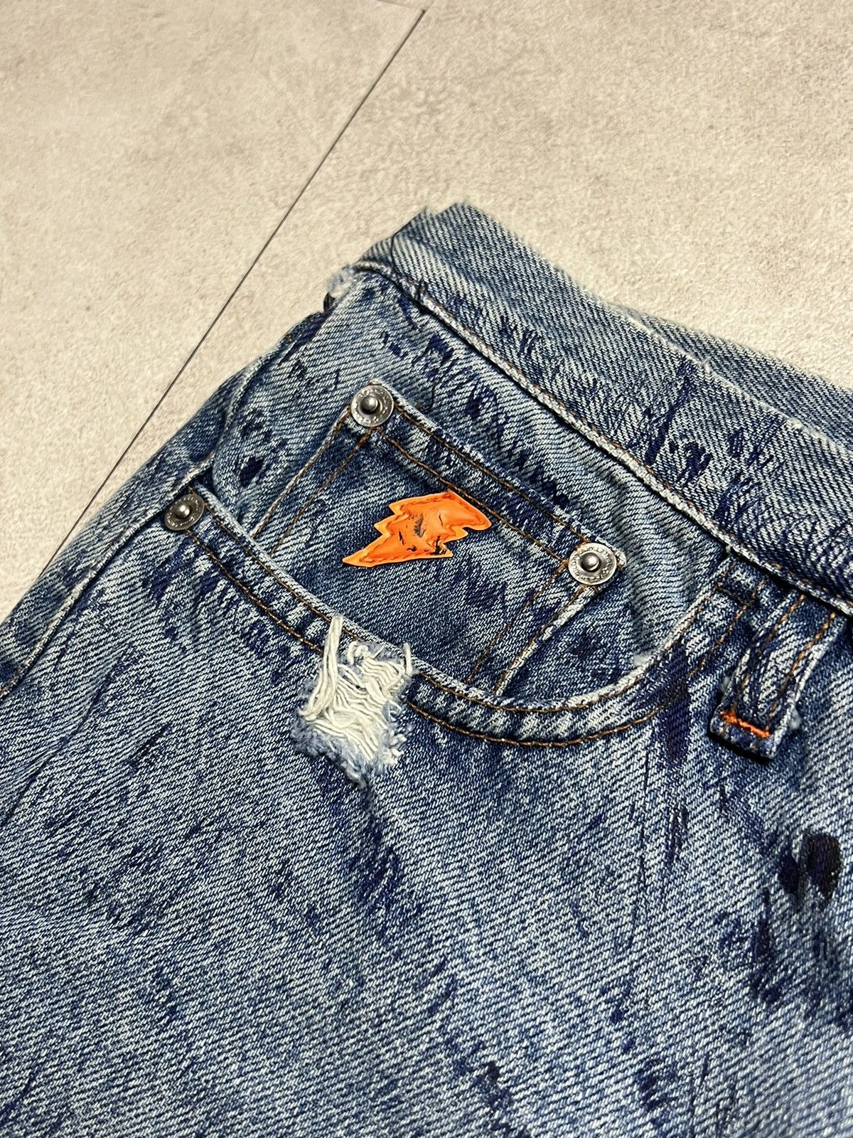 W&LT W&LT Graffiti Print Denim Jeans Size US 28 / EU 44 - 3 Thumbnail