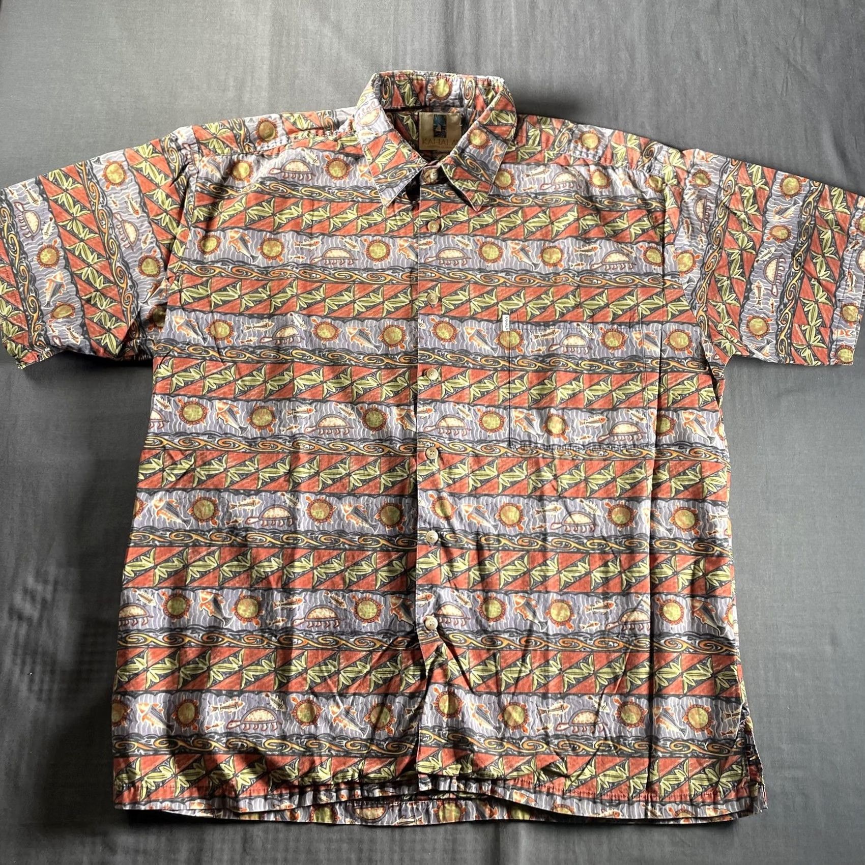ALOHAS Kahala Shirt Mens XL Hawaiian tropical Aloha Turtle Print Button Front Casual Shirt Size US XL / EU 56 / 4 - 3 Thumbnail