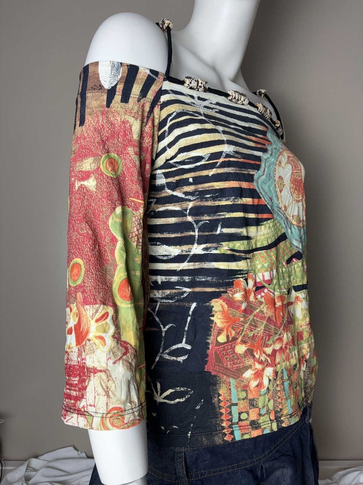 Vintage Save The Queen mixed vintage 3/4 sleeves top Size M / US 6-8 / IT 42-44 - 7 Thumbnail