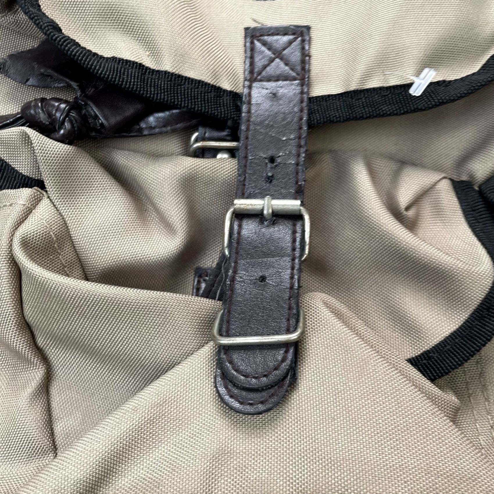 Vintage Sierra Club Backpack Large Canvas Faux Leather Hiking Outdoor Travel Bag Camping Mens Beige 16x15x5 Adjustable Padded Outer Pockets Size ONE SIZE - 4 Thumbnail