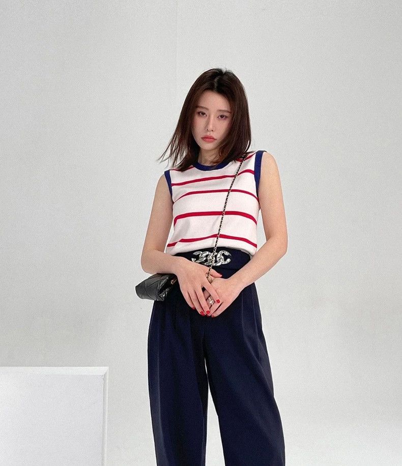 LV Navy Red Stripe Sleeveless Knit - dmc