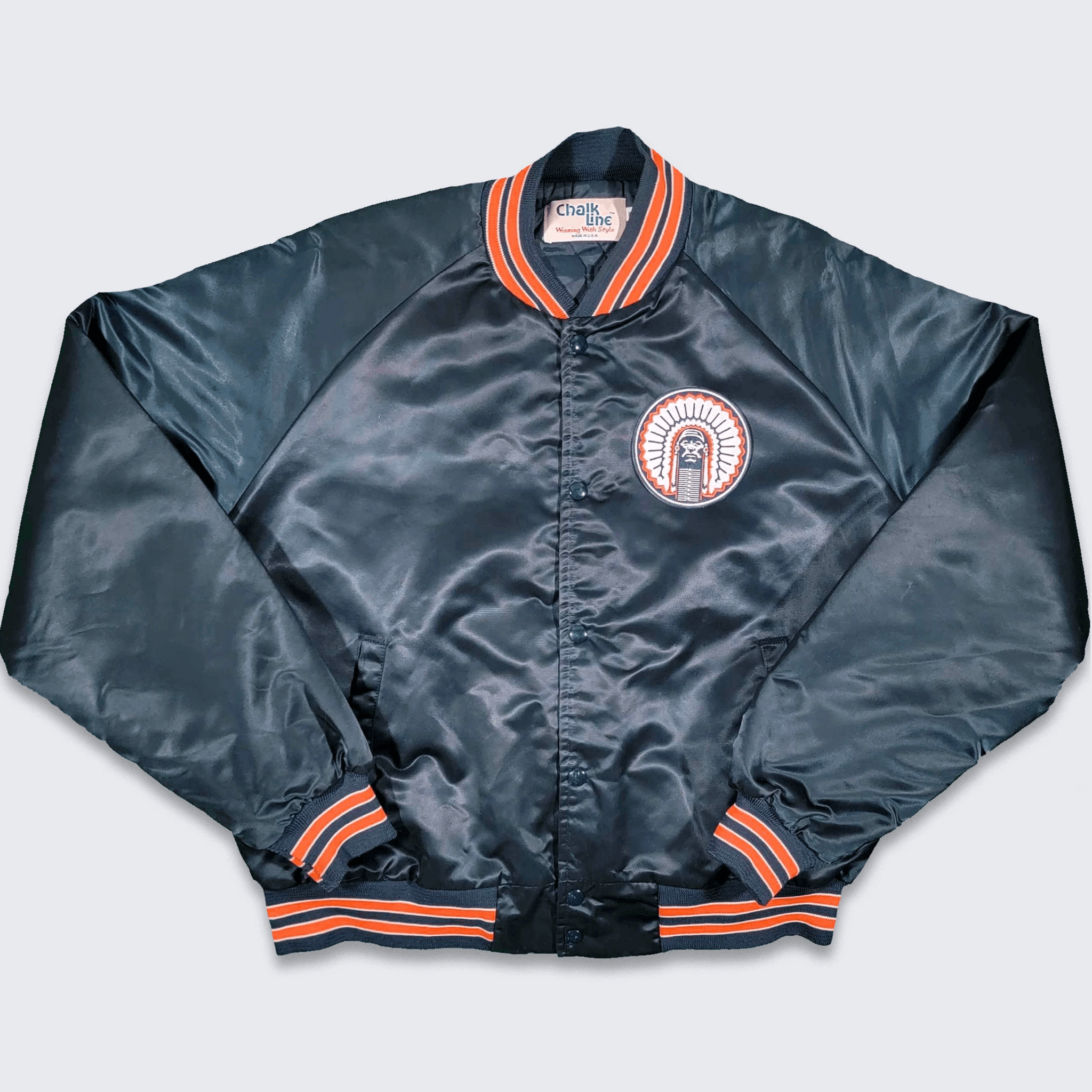 Vintage Illinois Ilini Vintage 80s Chalk Line Satin Bomber Jacket Size US XL / EU 56 / 4 - 2 Thumbnail