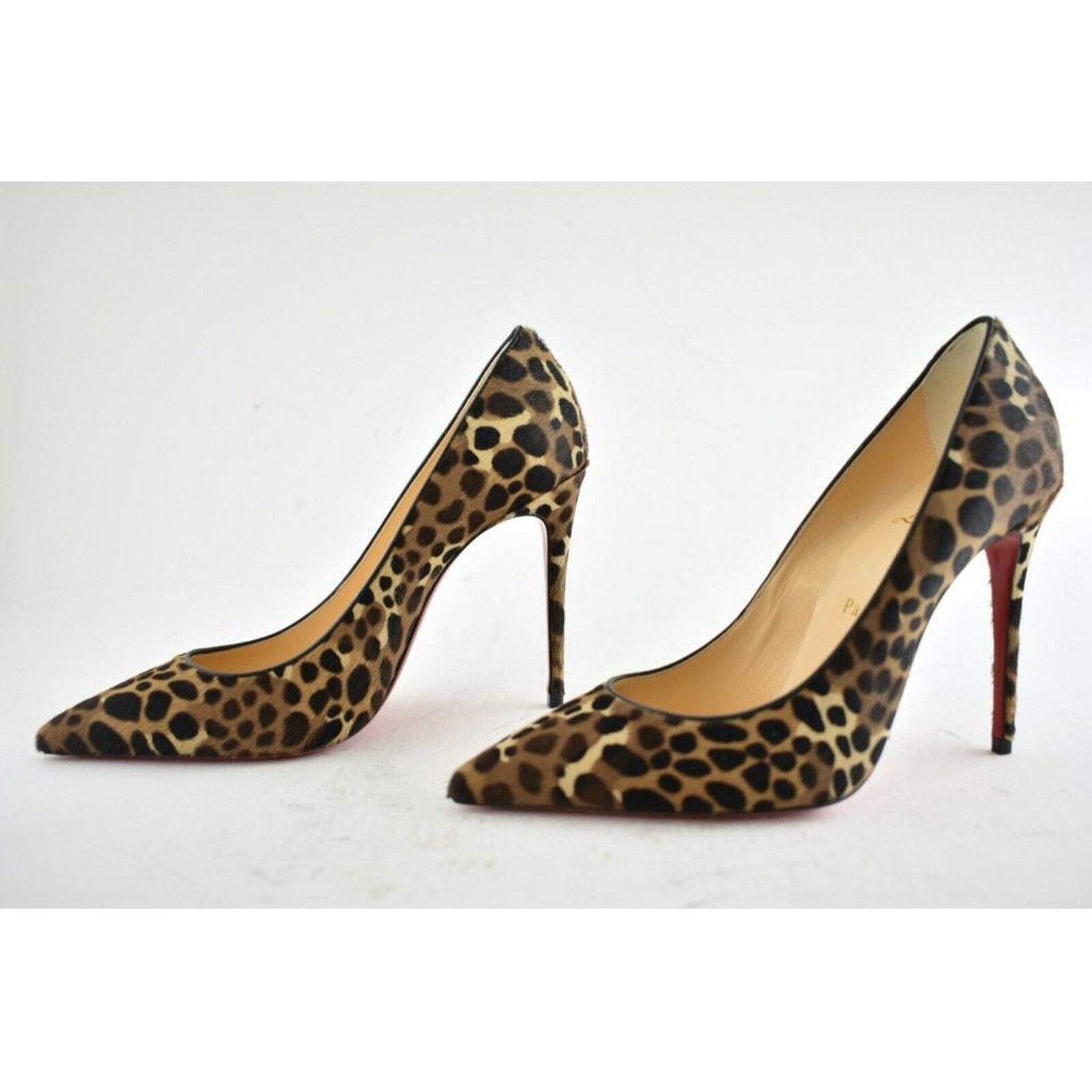 Christian Louboutin Kate 100 Pony Madagascar Leopard Black Brown Heel Pump 37.5 Size US 7.5 / IT 37.5 - 10 Thumbnail