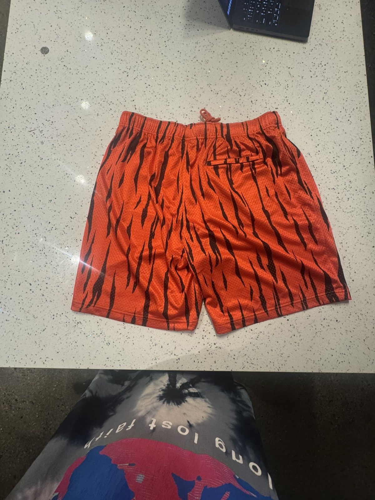 Supreme Supreme Small Box Baggy Mesh Shorts in a tiger-stripe