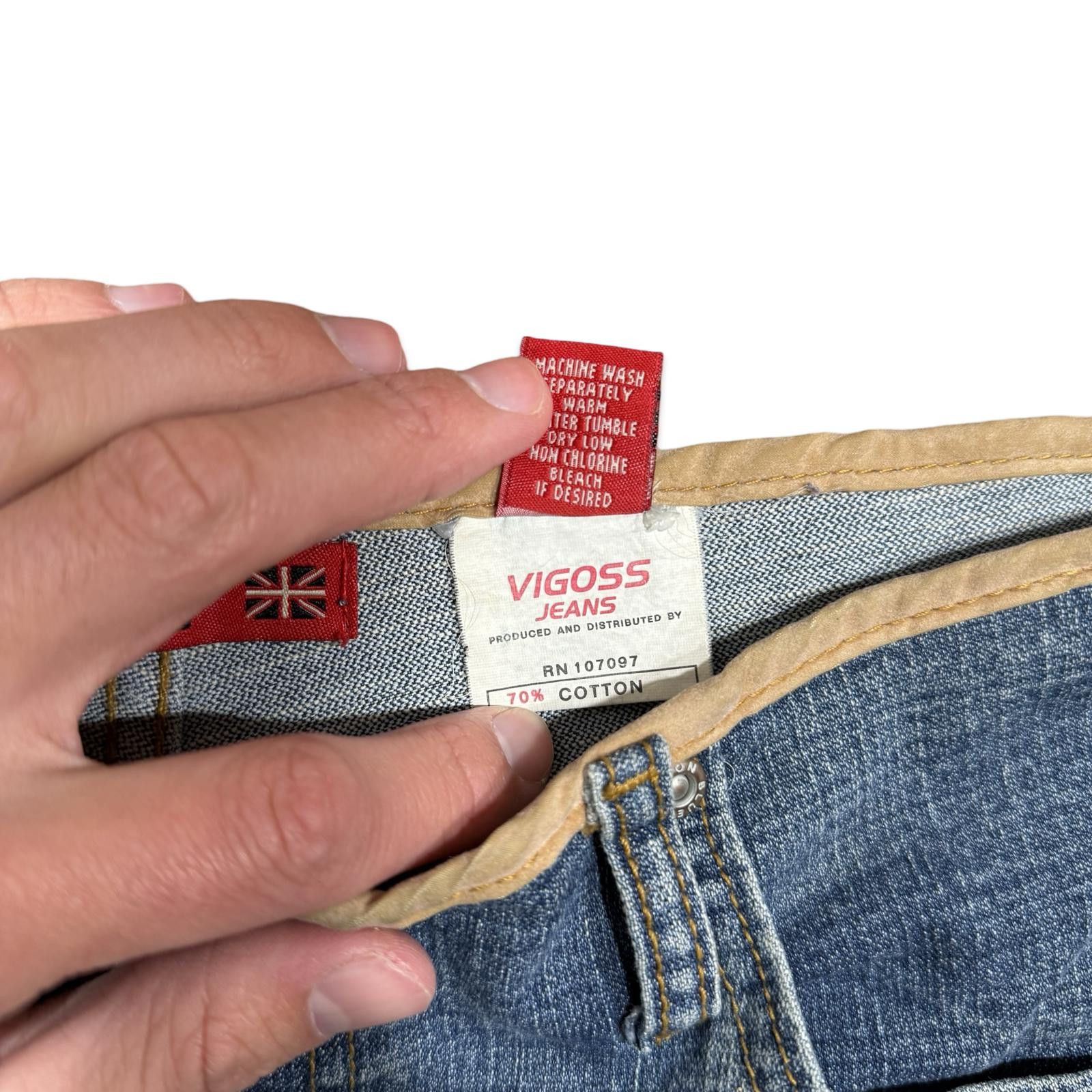 Designer London Blue Low Waist Viggos Jeans with Fringe Detailing Size 38" / US 16 / IT 52 - 5 Thumbnail