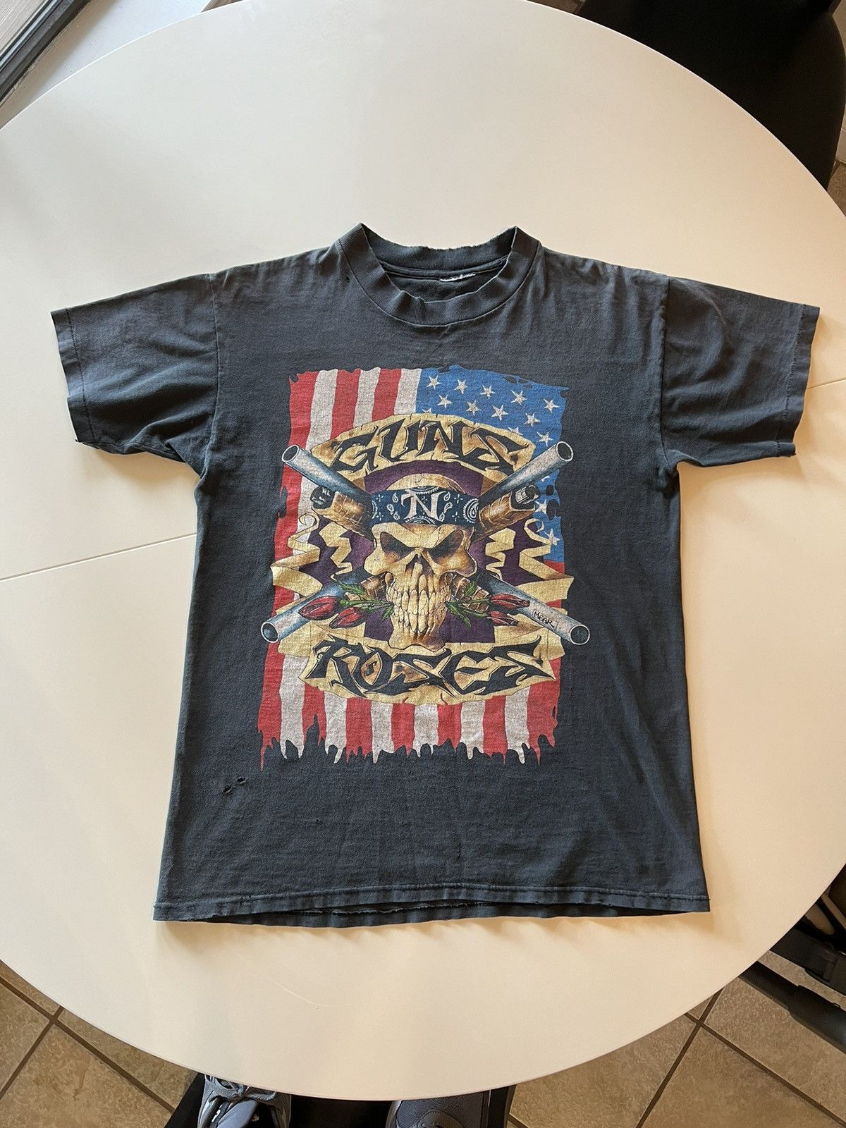 image of Guns N Roses Vintage Guns N’ Roses Use Your Illusion Tour Shirt 1991-1992 in Black (Size Medium)