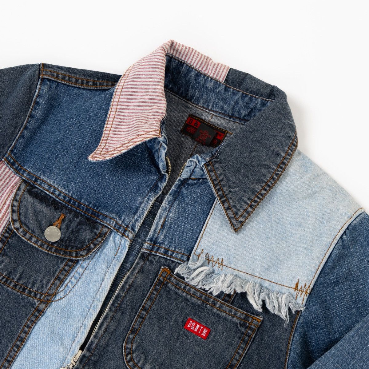 Vintage Vintage Womens Denim Patchwork Jacket Blue Mixed Fabric Zip Size S / US 4 / IT 40 - 4 Thumbnail