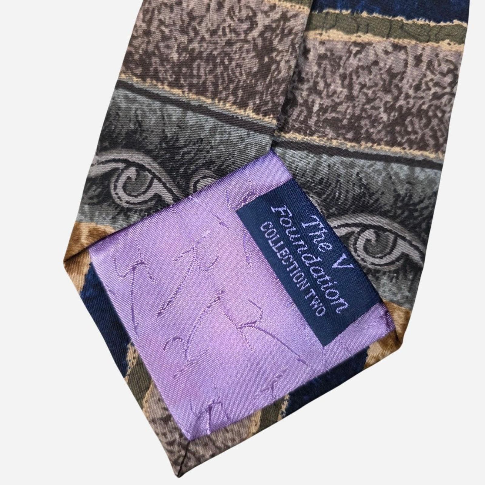 Vintage Vintage Jimmy V Tie 90s Abstract Retro Statement Silk Size ONE SIZE - 4 Thumbnail
