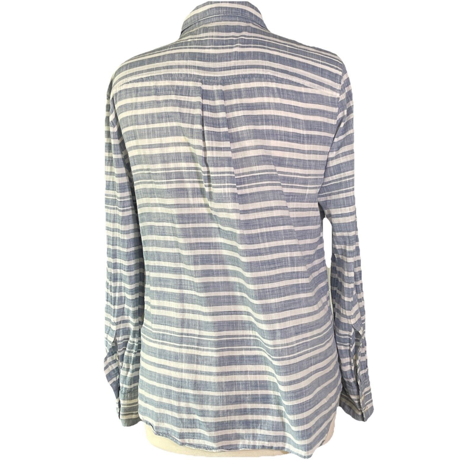 J.Crew J. Crew Blue & White Stripe L/S Button Down Shirt Size M Size M / US 6-8 / IT 42-44 - 4 Thumbnail