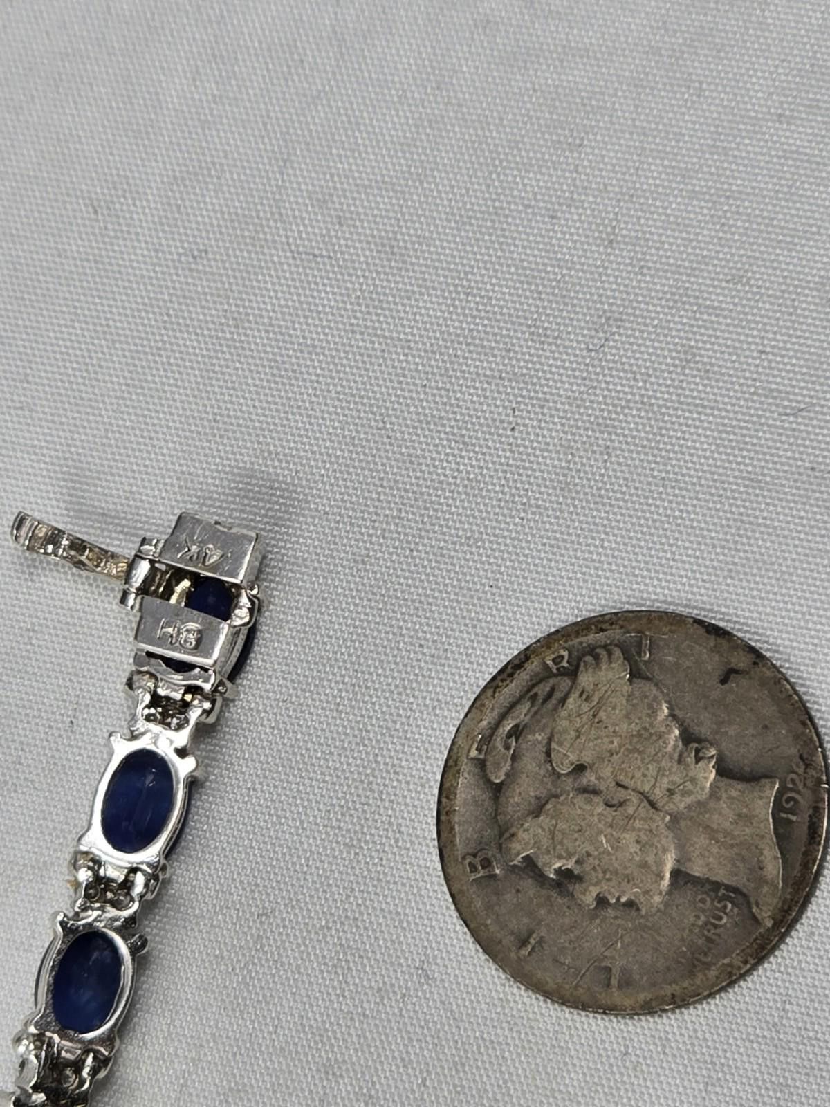 The Unbranded Brand 14k White Gold Blue Sapphire Diamond Tennis Bracelet 11ctw Size ONE SIZE - 6 Thumbnail