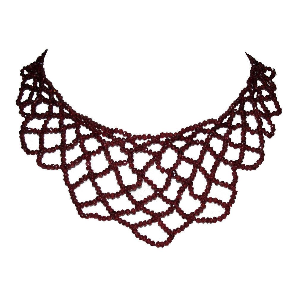 Alberto Juan Faceted Red Garnet Rondell Collar Necklace