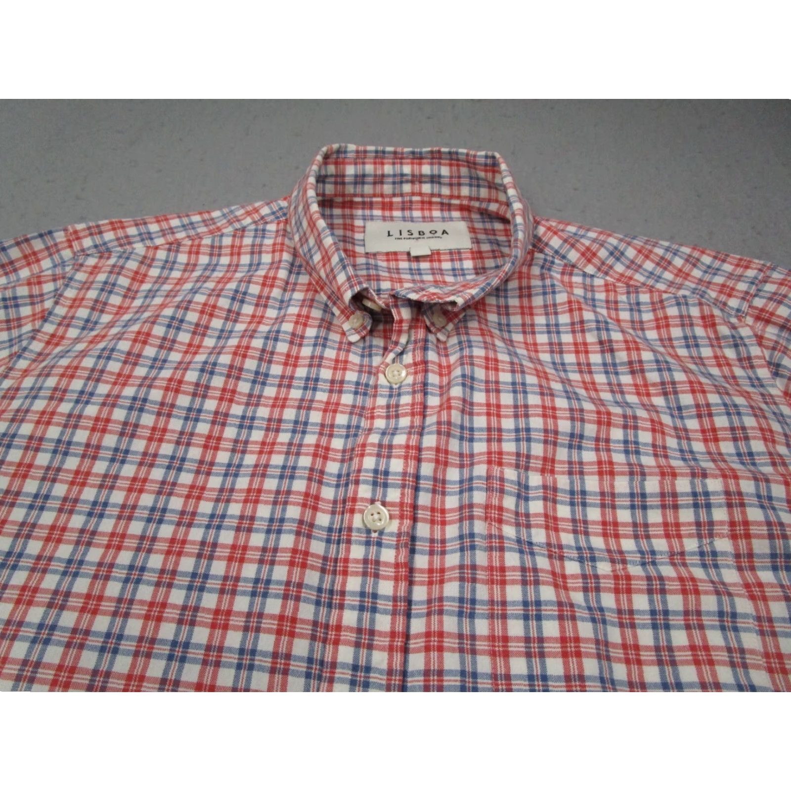 Vintage Lisboa Shirt Mens Large Red Check Button-Up Long Sleeve Twill Casual Workwear Button-Down Collared Cotton 100% Portugal Classic Men Size L Size US L / EU 52-54 / 3 - 2 Thumbnail
