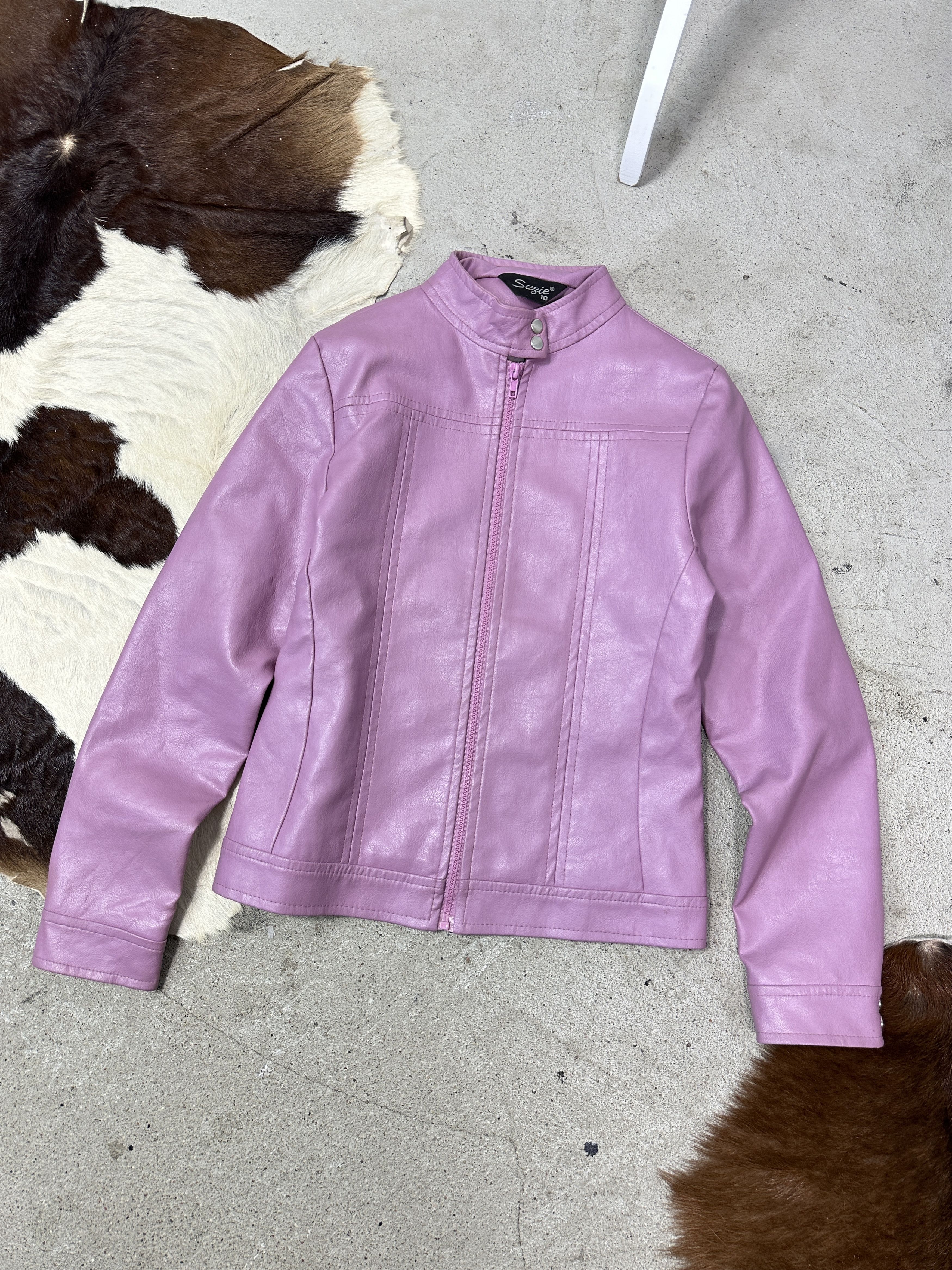 Vintage Vintage Biker Moto Racing Pink Faux Leather Jacket 90s Size US M / EU 48-50 / 2 - 2 Thumbnail